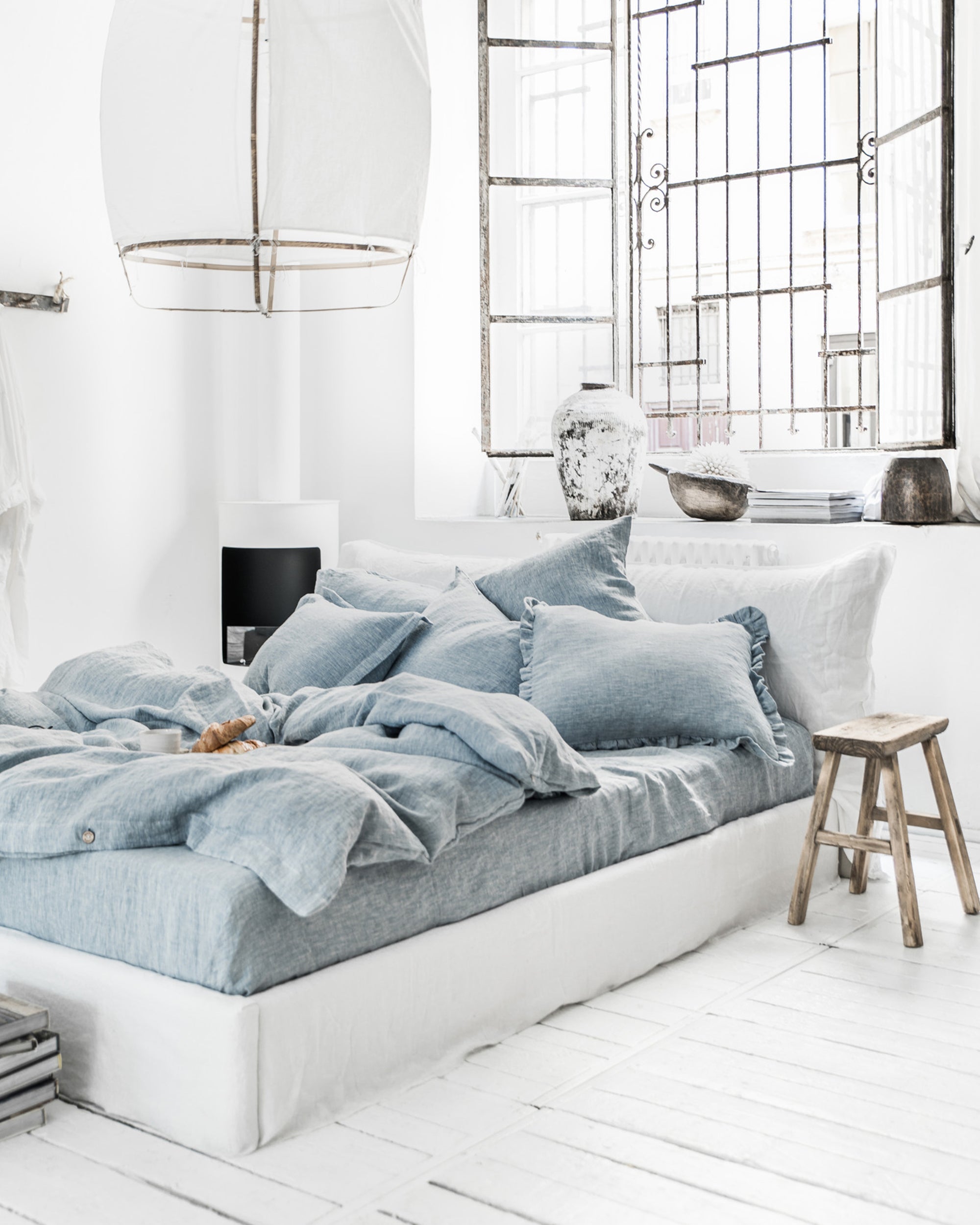 MagicLinen Blue Melange Linen Duvet Cover Set (3 Pcs)