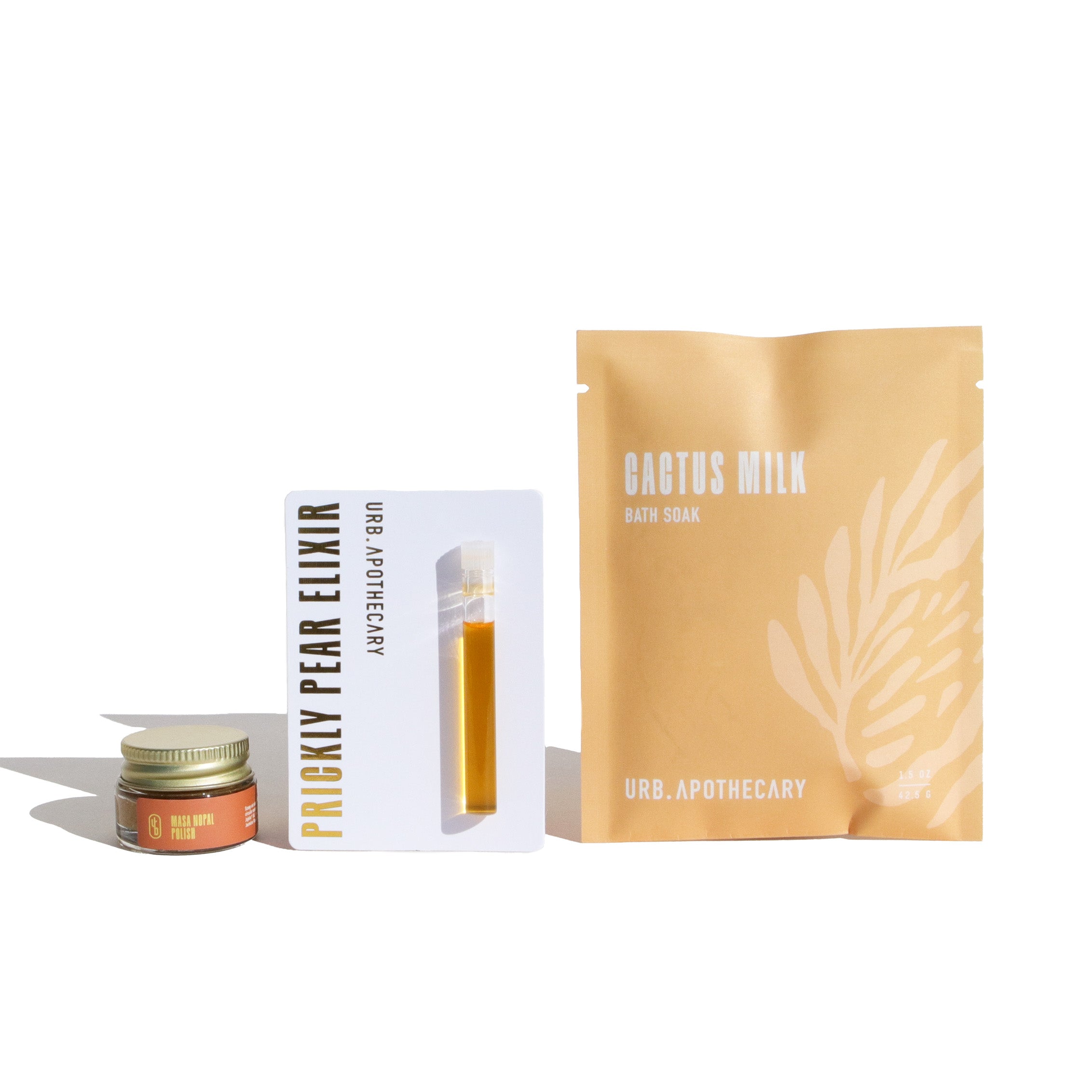 Three products from Urb. Apothecary on a white background