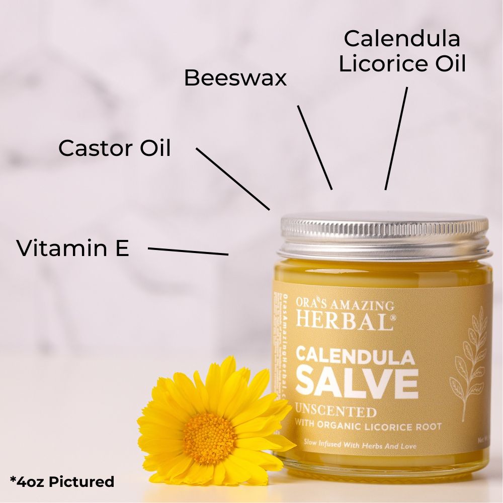 Ora's Amazing Herbal Calendula Salve, Slow Infused Cream with Licorice Root and Castor Oil