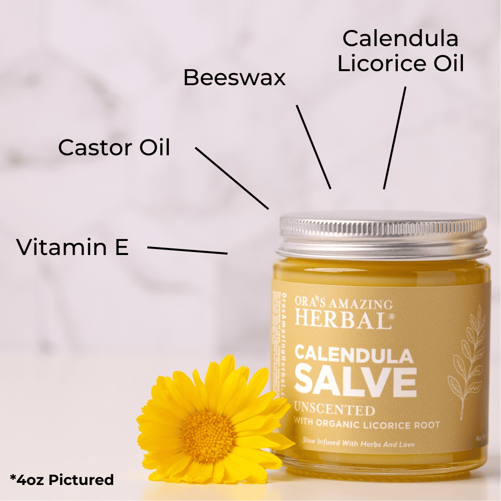 Ora's Amazing Herbal Calendula Salve, Slow Infused Cream with Licorice Root and Castor Oil