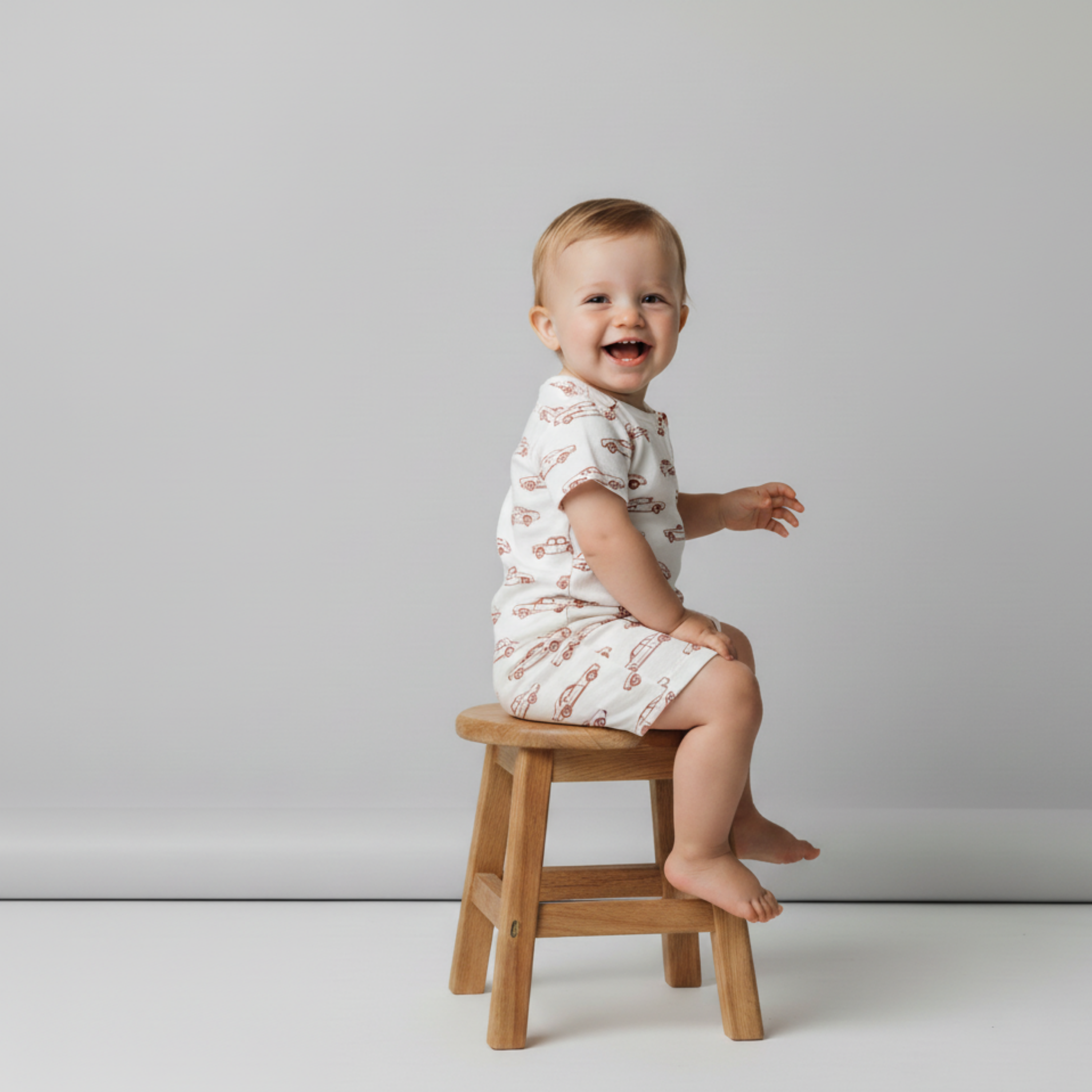 Makemake Organics - Organic Short Zip Romper - Cars
