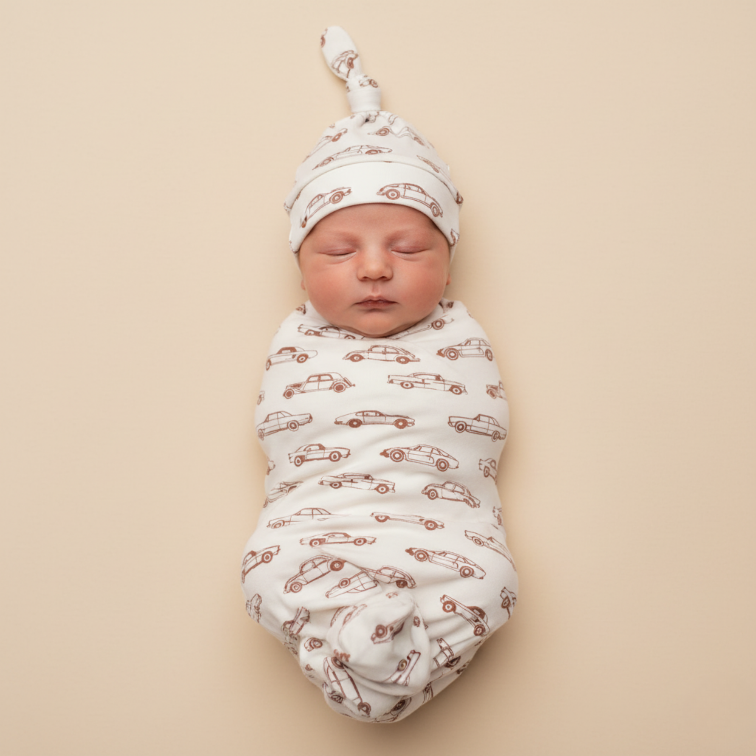 Makemake Organics - Organic Swaddle Blanket & Hat Set - Cars