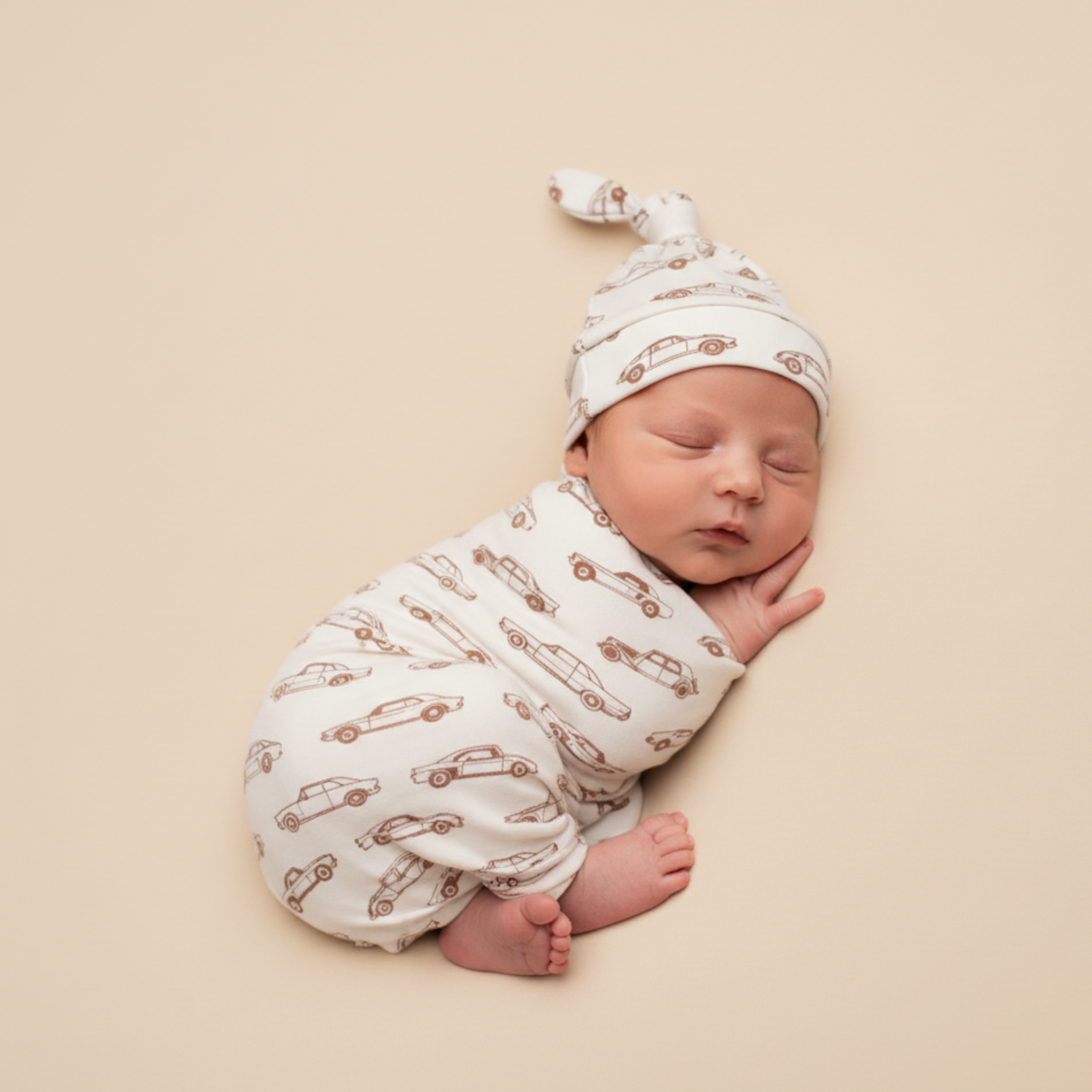 Makemake Organics - Organic Swaddle Blanket & Hat Set - Cars