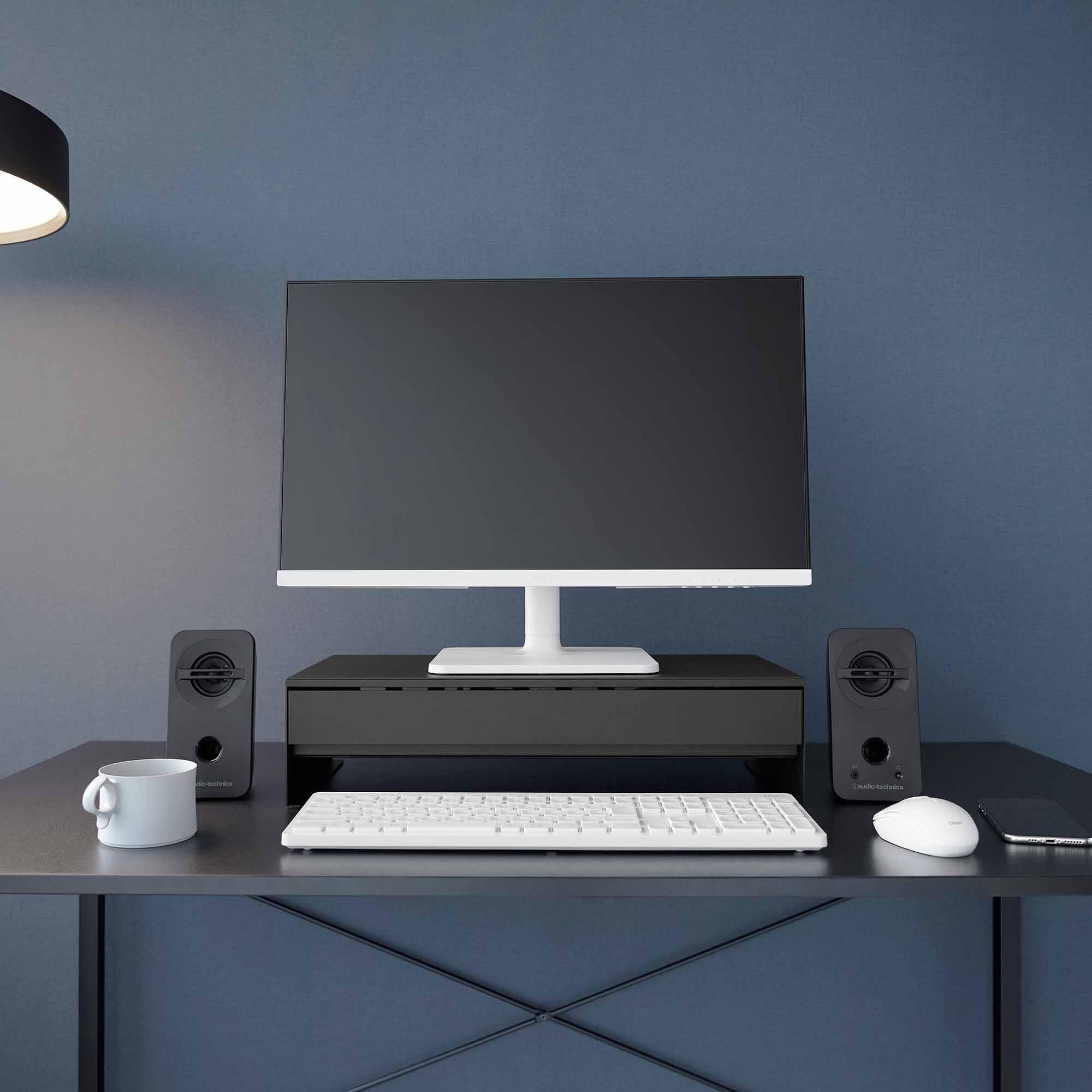 Yamazaki Home Monitor Stand With Drawer - Steel
