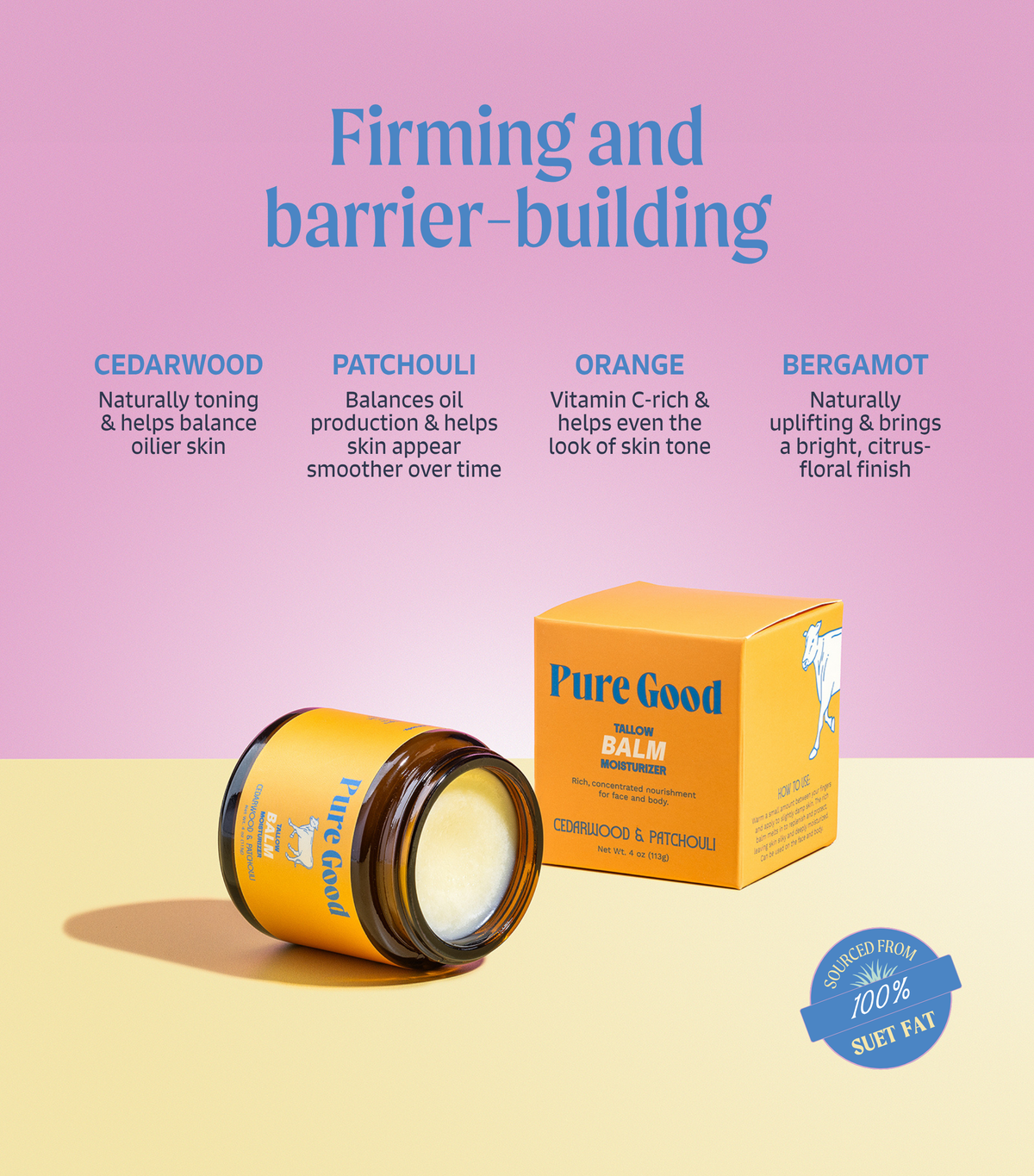 Pure Good Cedarwood + Patchouli Tallow Balm - Firming & Balancing