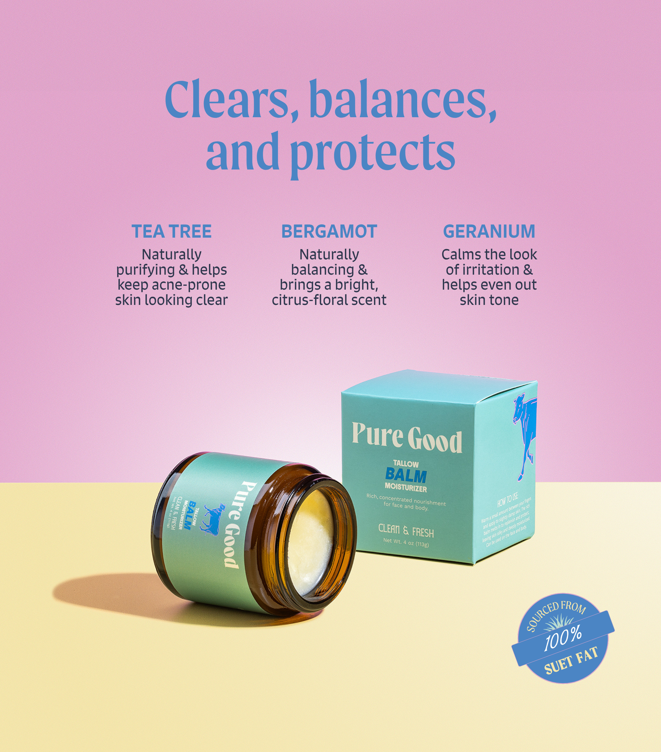 Pure Good Clean & Fresh Tallow Balm - Cleansing & Acne Prone Skin