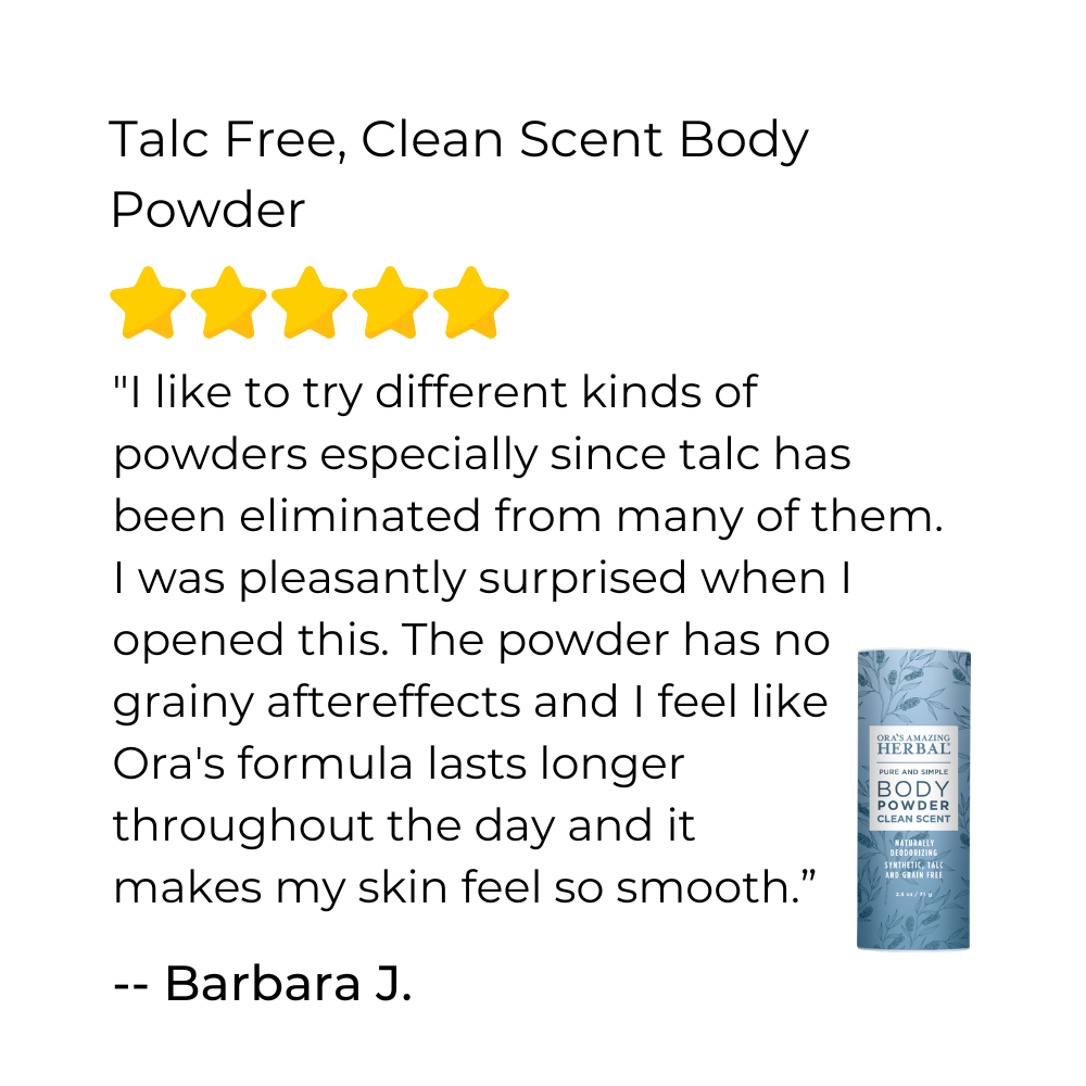 Ora's Amazing Herbal Talc Free Body Powder, Clean Scent
