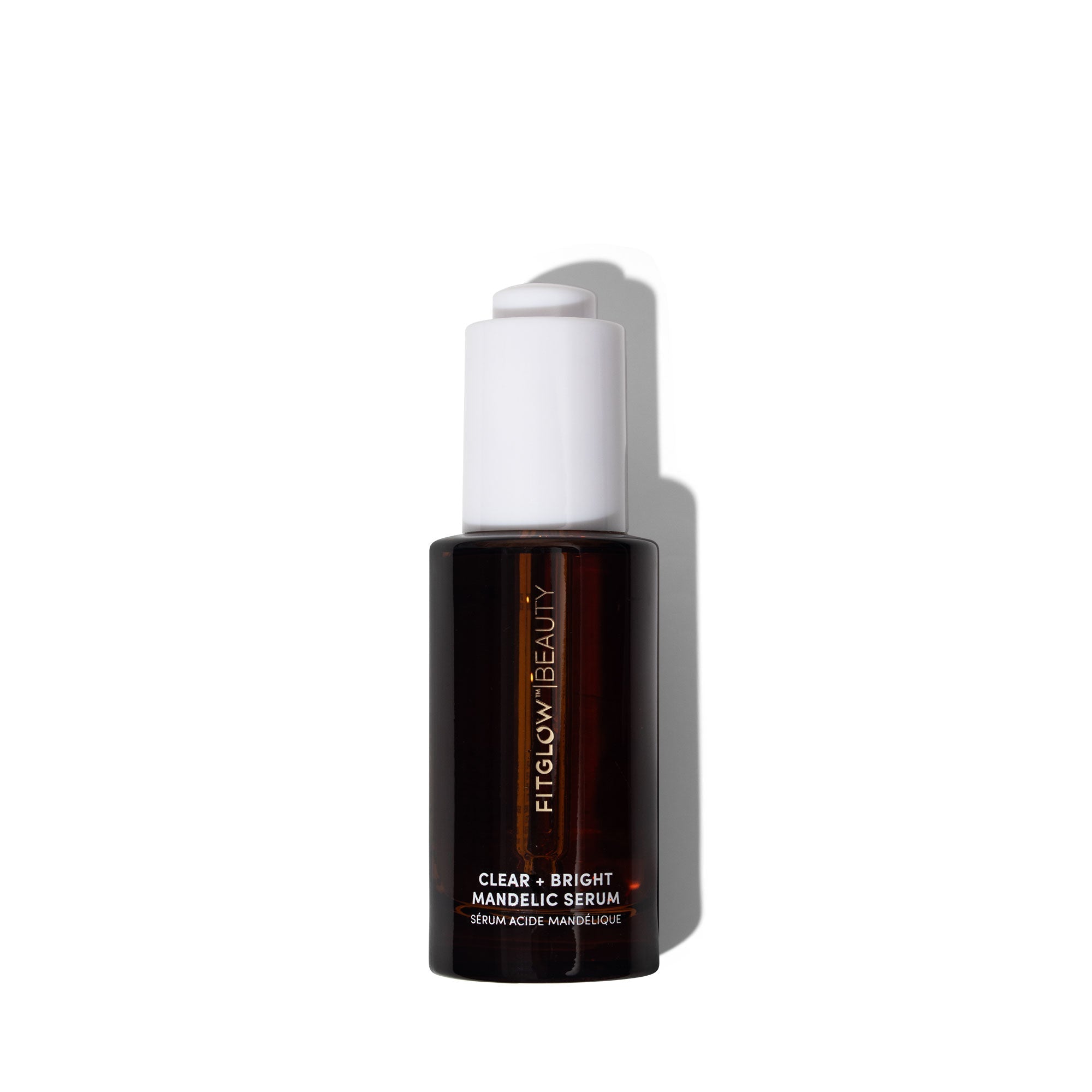 Fitglow beauty serum bottle on a white background