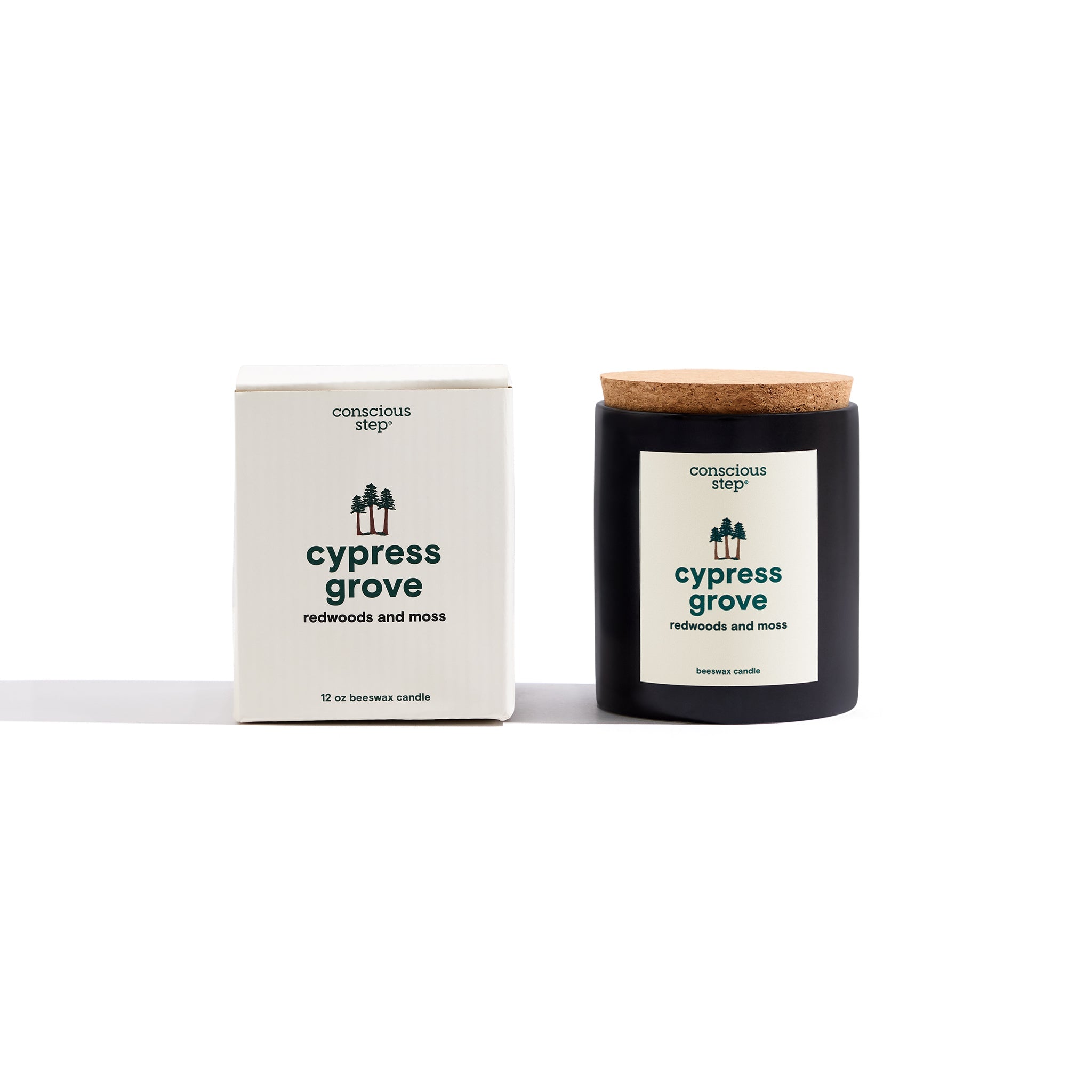 Cypress Grove candle with packaging on a white background