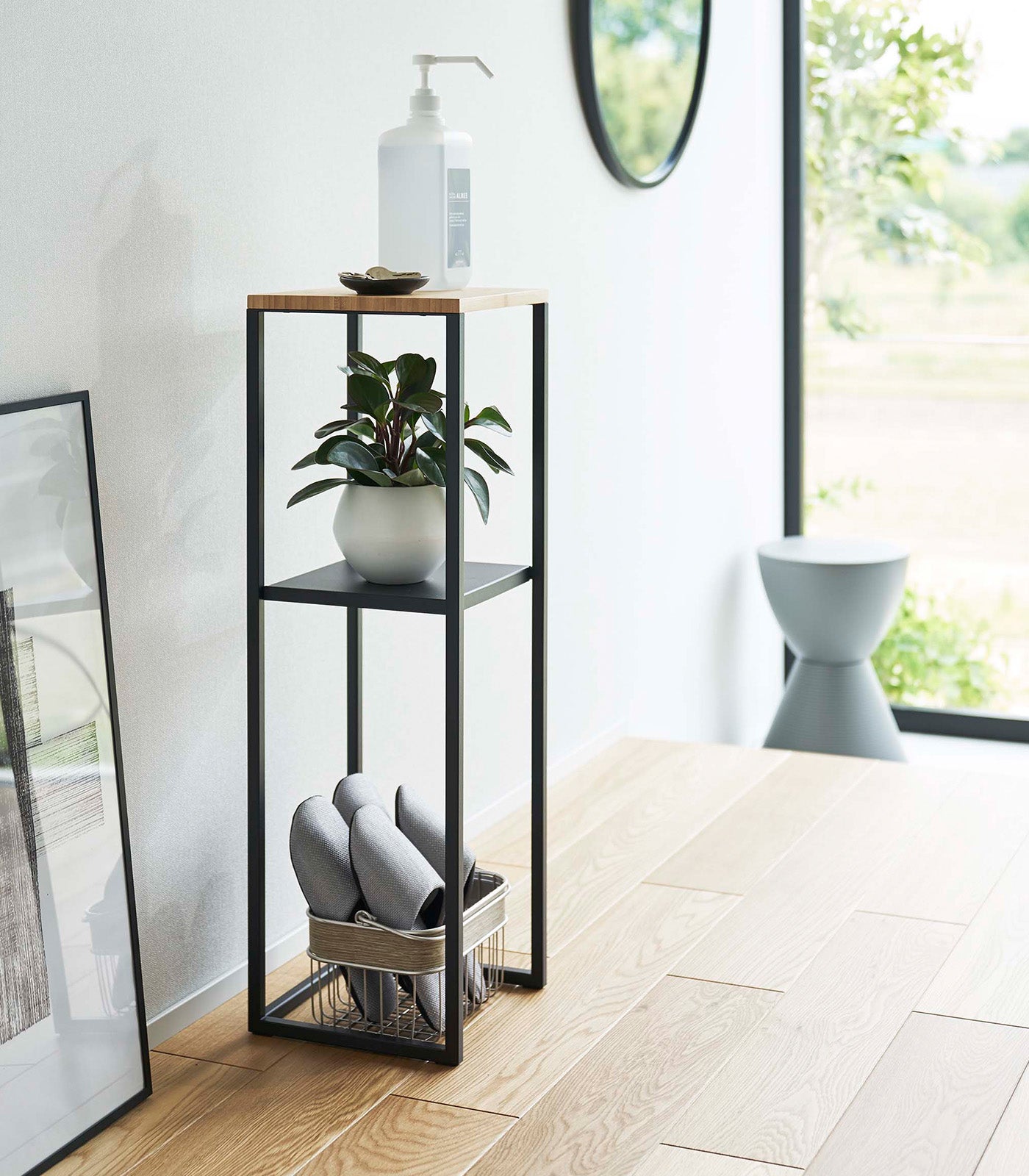 Yamazaki Home Two-Tier Display & Storage Shelf (31.5" H)  - Steel + Wood