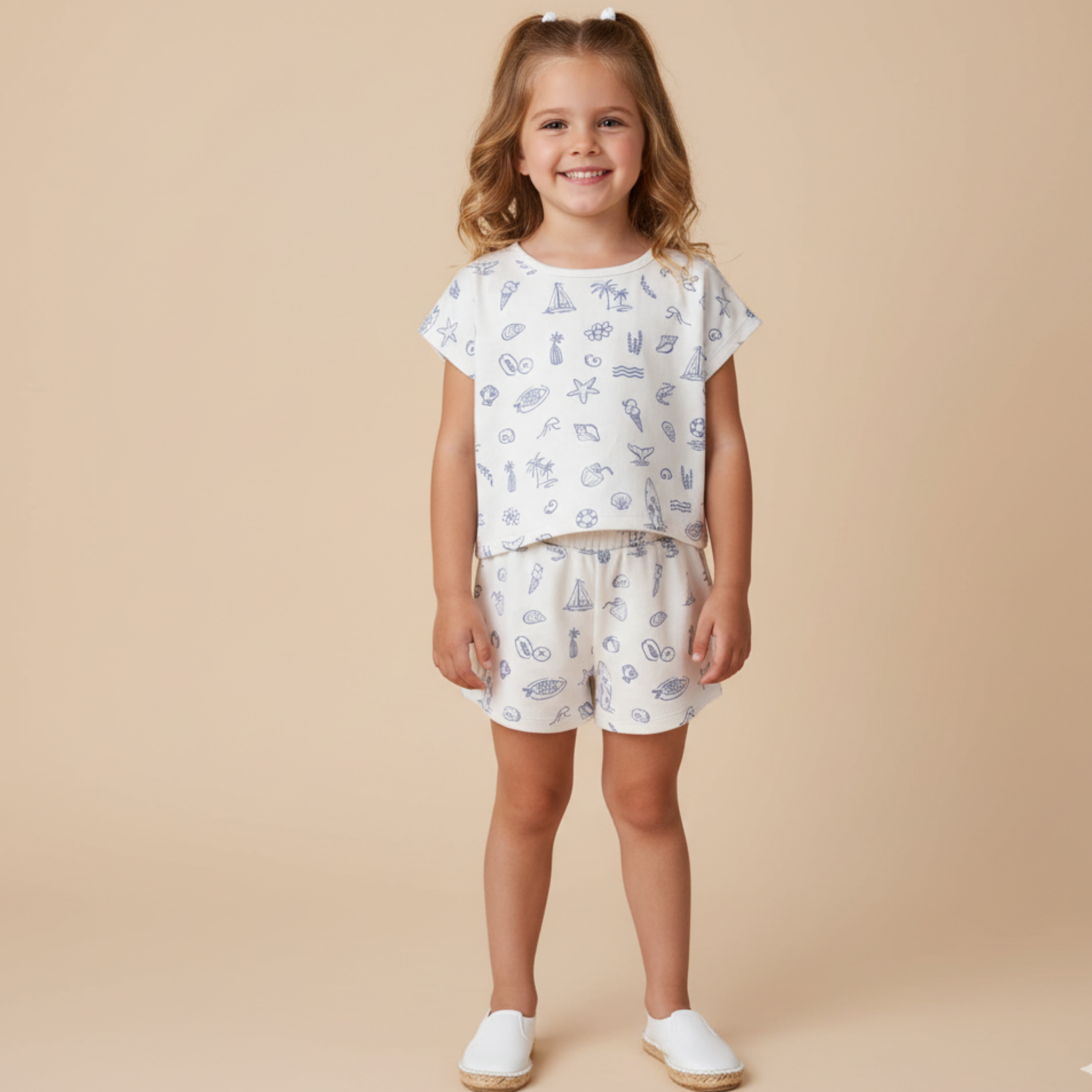 Makemake Organics - Organic Drop Shoulder Tee & Shorts Set - Coastal