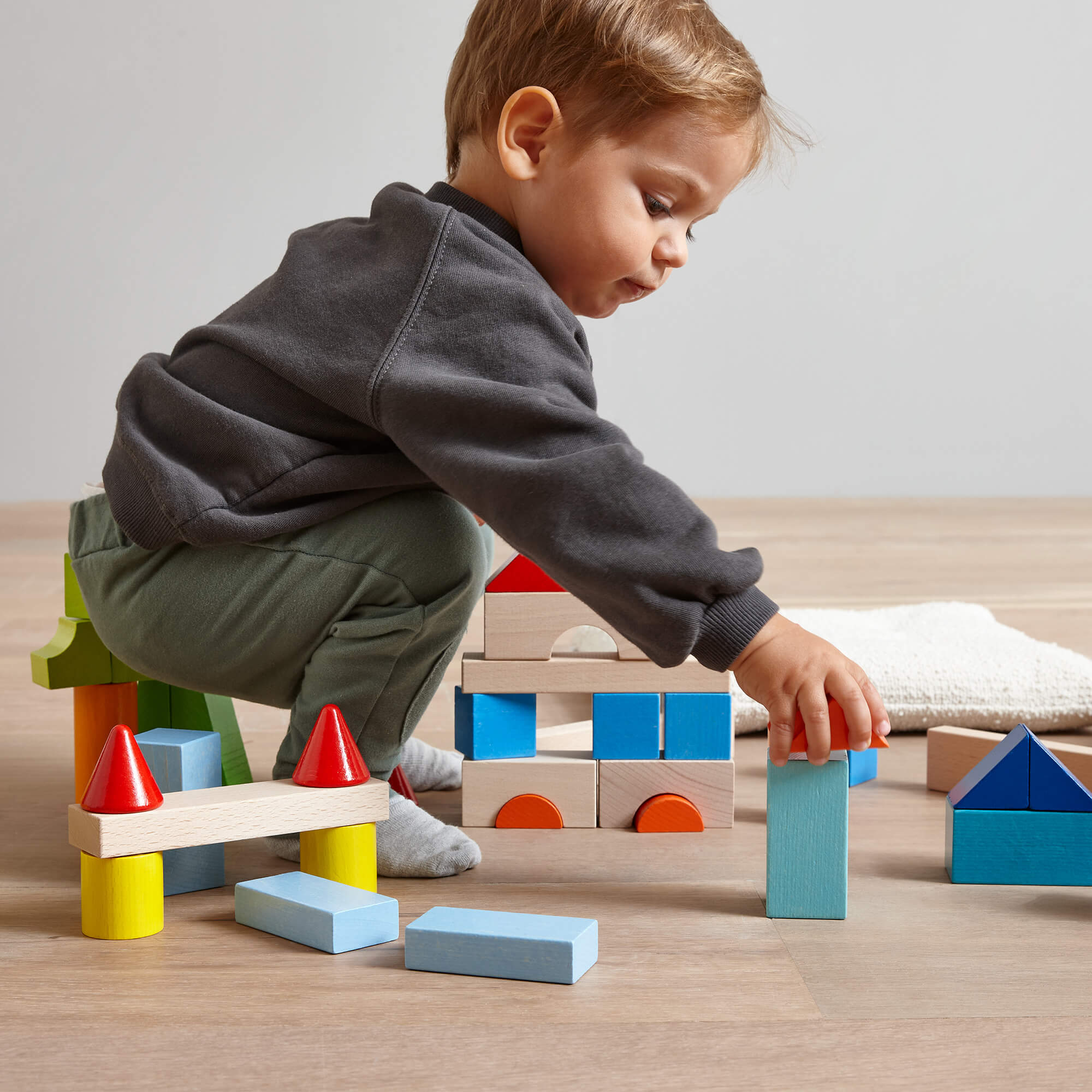 HABA Colored Wooden Building Blocks - 46 Piece Set