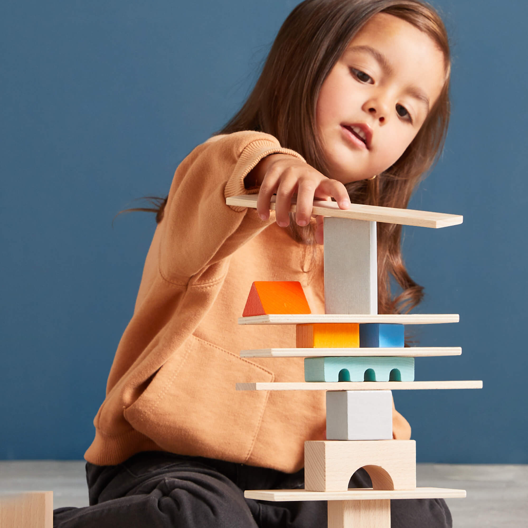 HABA Colored Wooden Building Blocks - 85 Piece Set