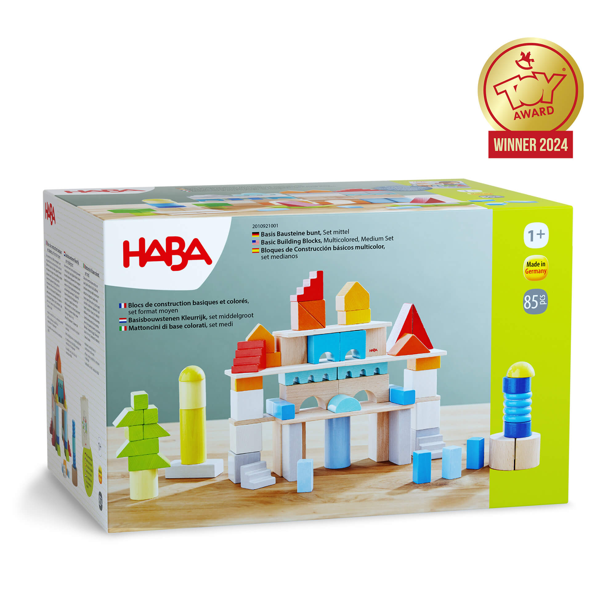 HABA Colored Wooden Building Blocks - 85 Piece Set