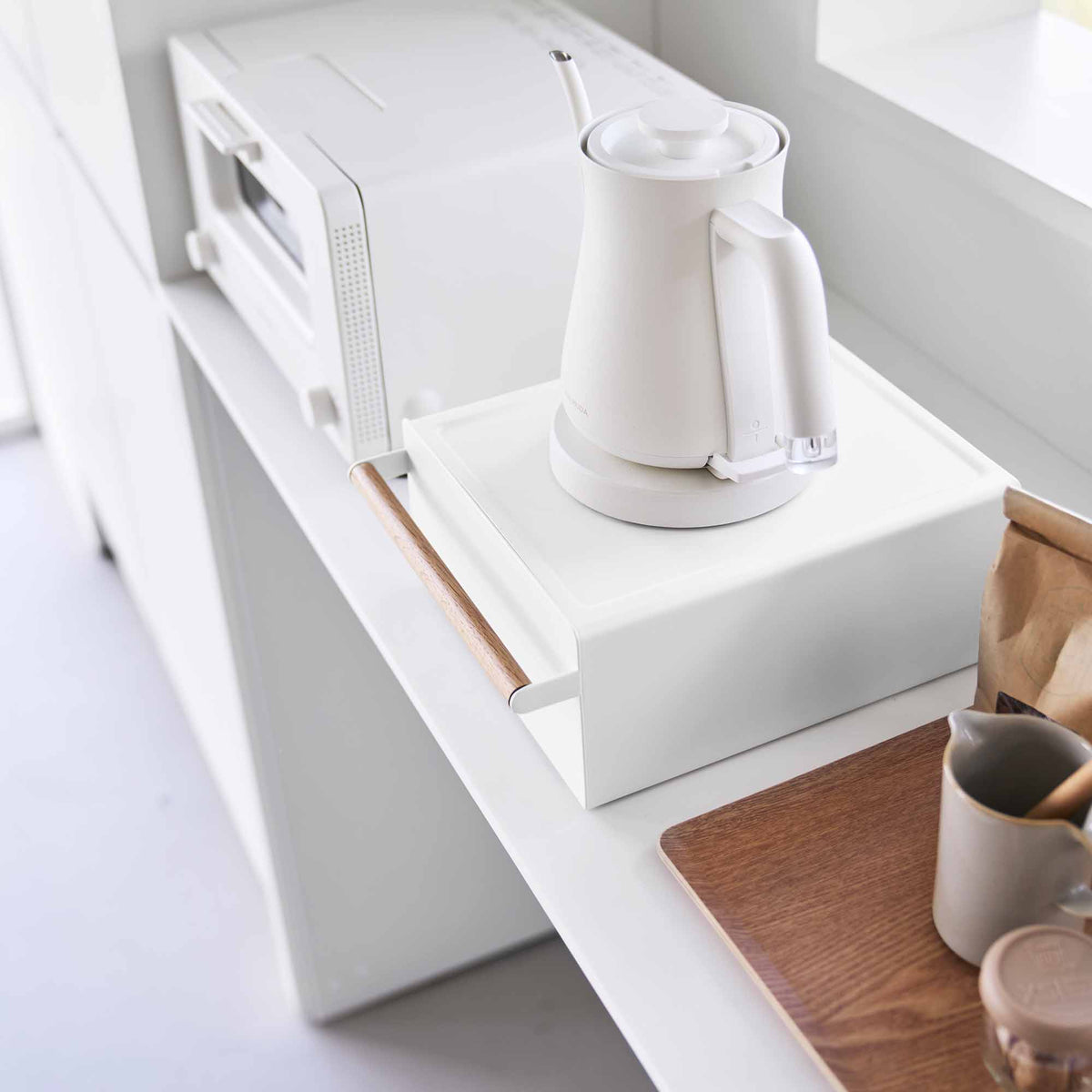 Yamazaki Home Countertop Rack with Drawer - Steel + Wood