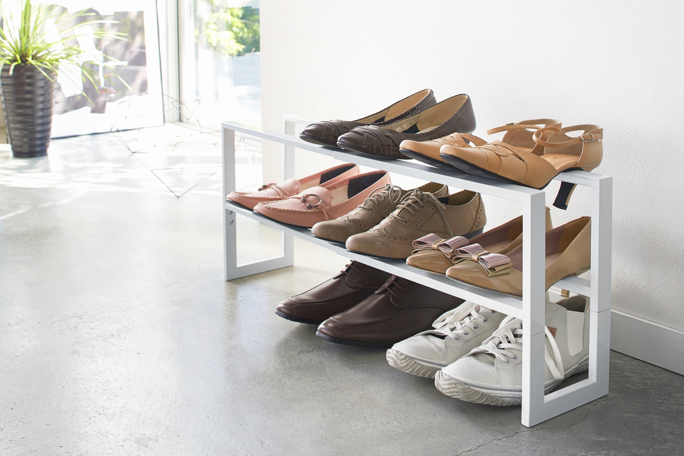 Yamazaki Home Two-Tier Expandable Shoe Rack (11.8" H)  - Steel