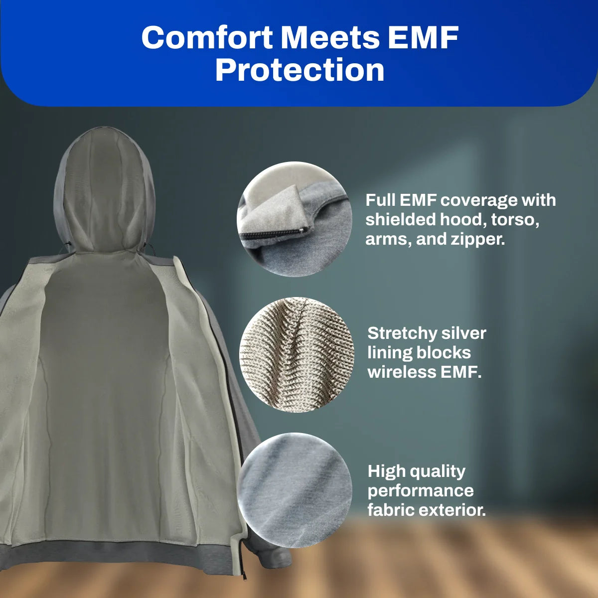 DefenderShield EMF Radiation Protection Hooded Jacket