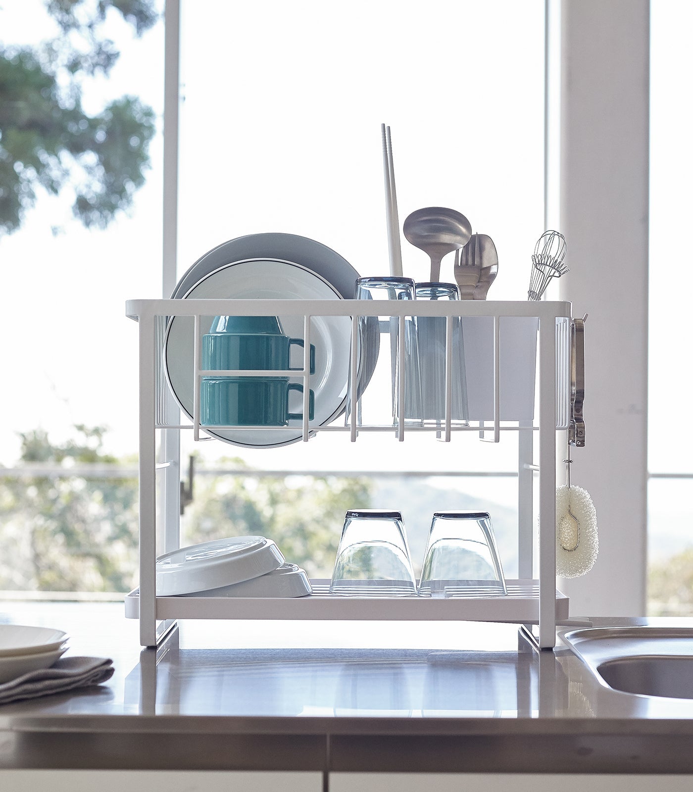 Yamazaki Home Two-Tier Wire Dish Rack - Steel