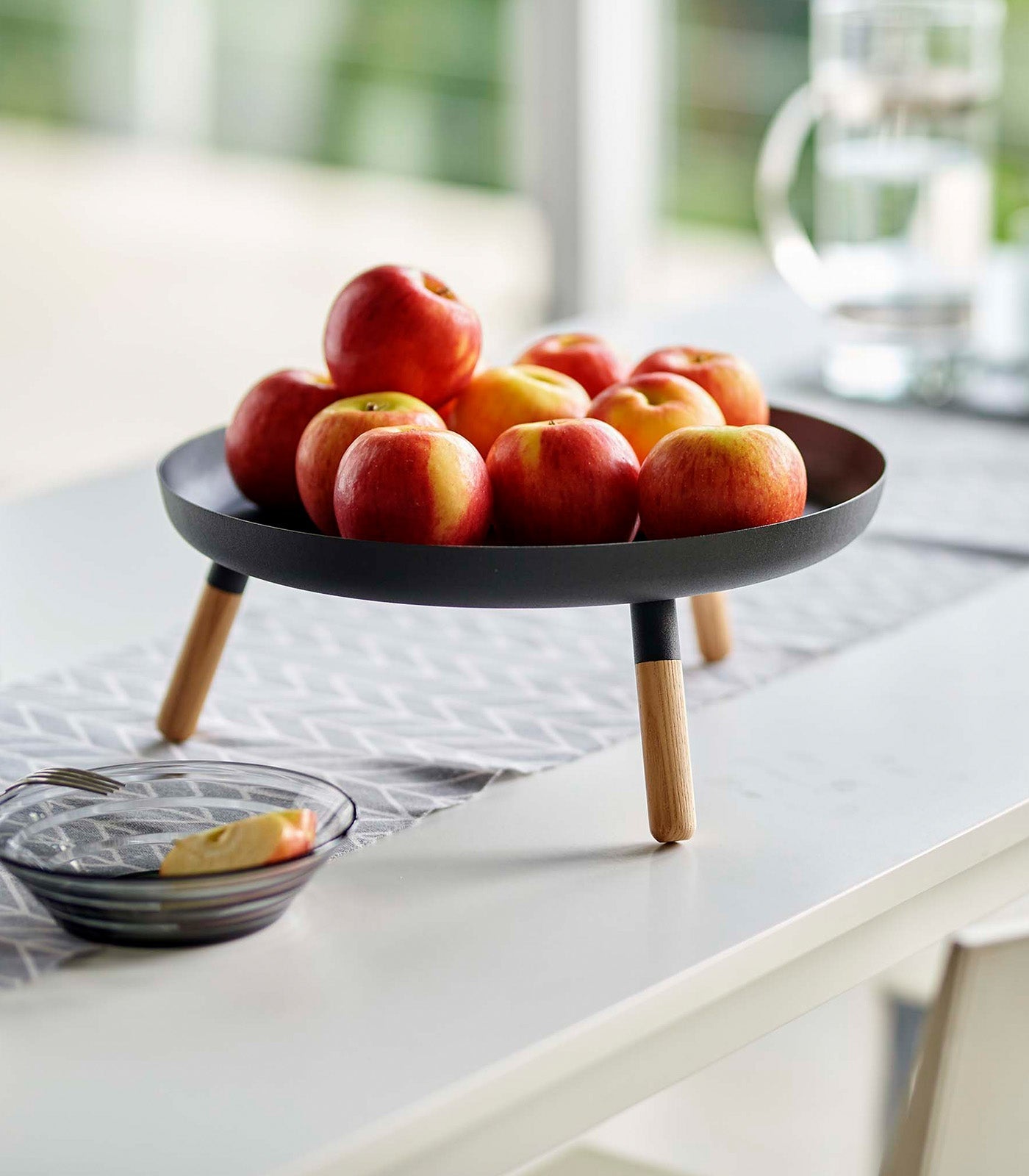 Yamazaki Home Countertop Pedestal Tray (5" H)  - Steel + Wood