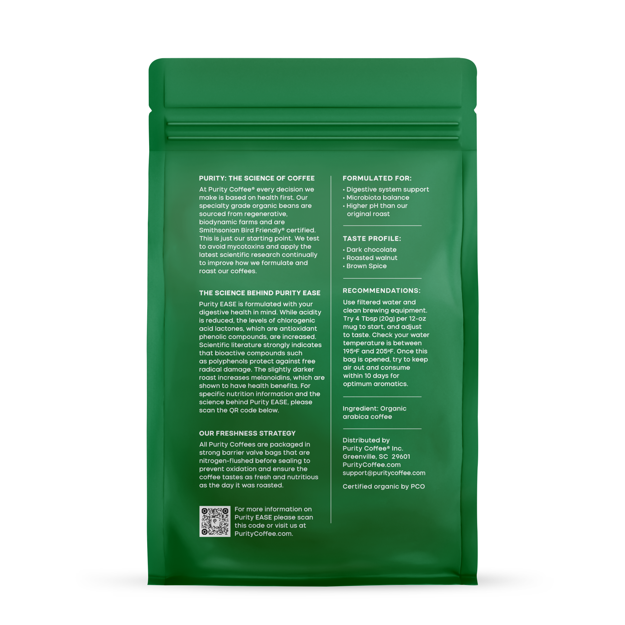 Purity Coffee EASE: Dark Roast Ground Coffee