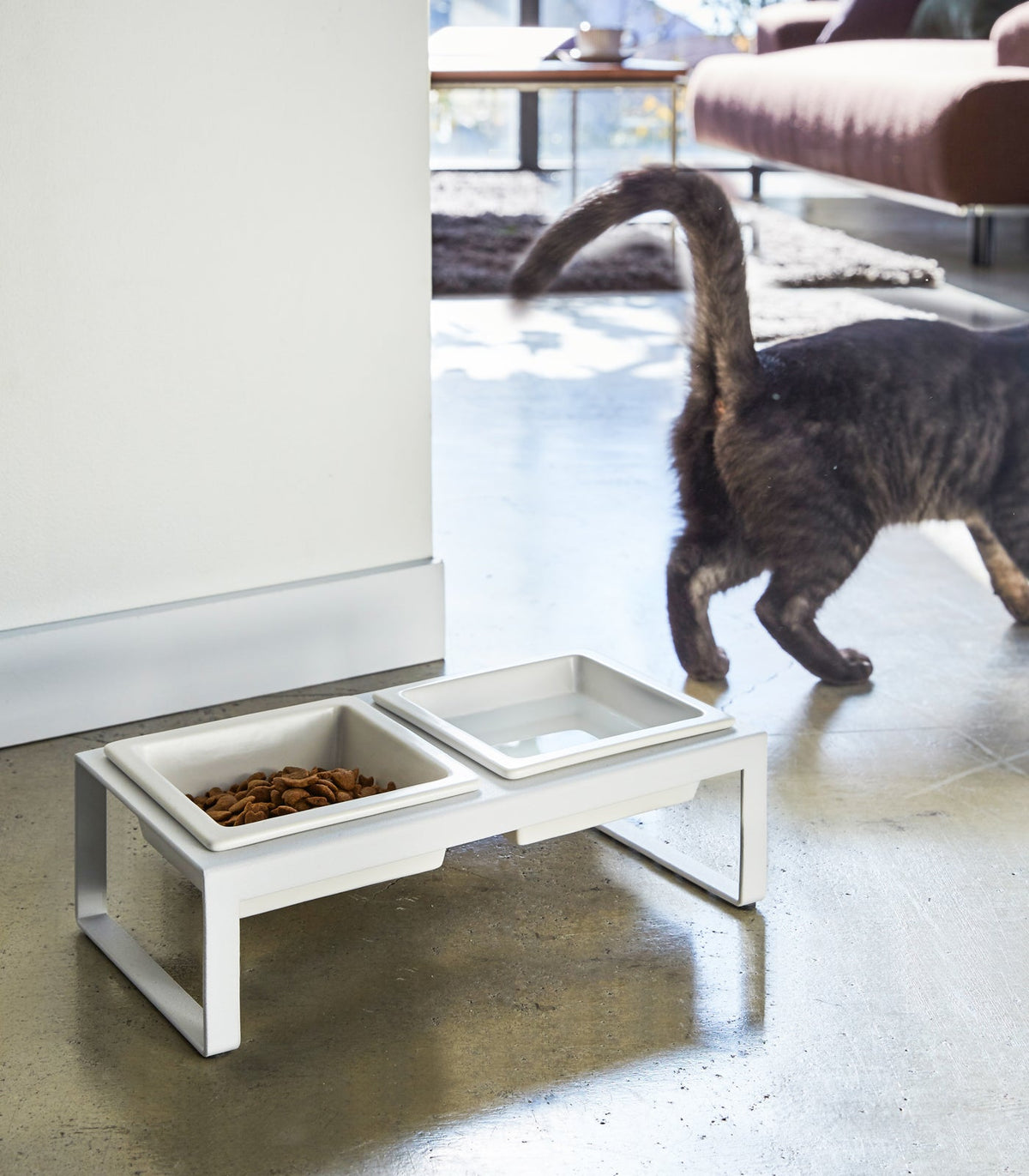 Yamazaki Home Tall Pet Food Bowl - Steel + Ceramic