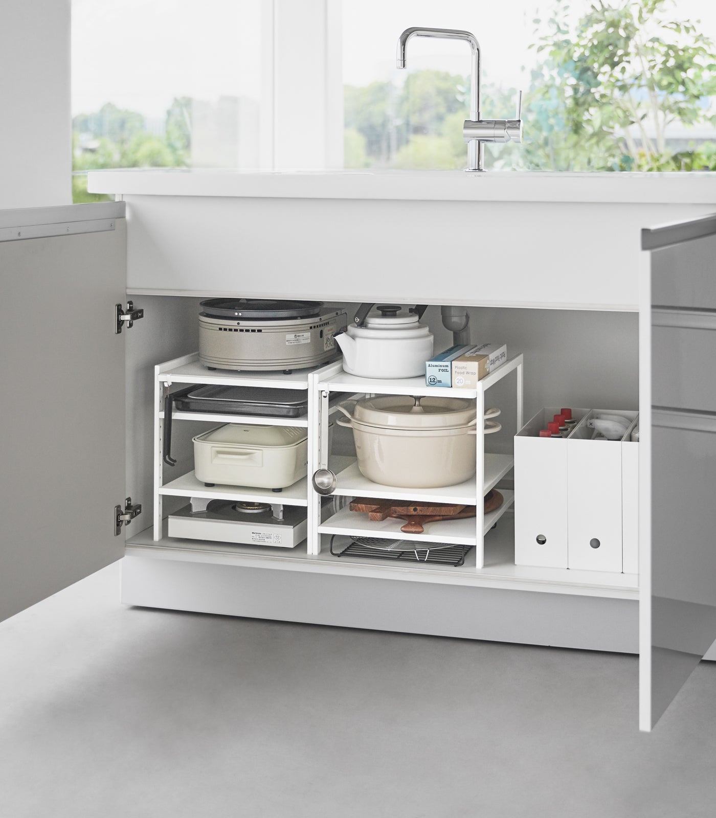 Yamazaki Home Three-Tier Cabinet Storage Rack (14" H)  - Steel