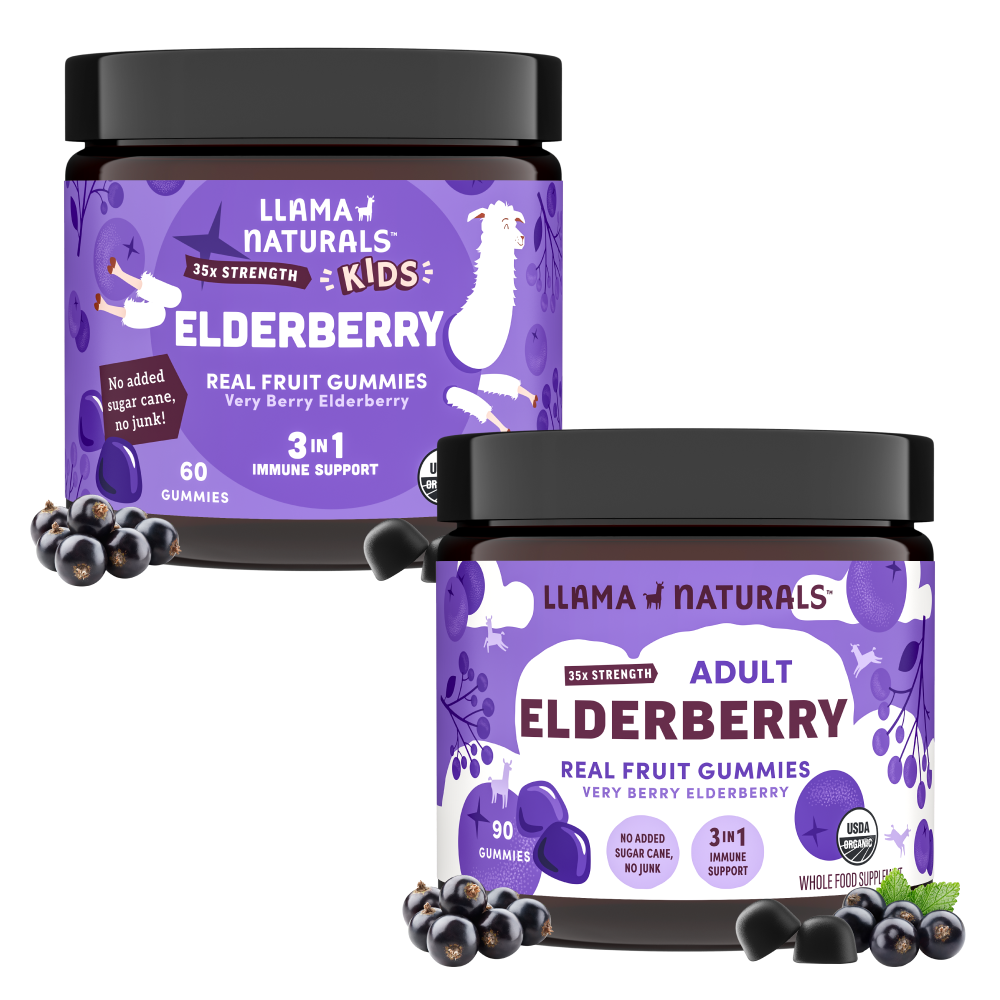 Llama Naturals Family Immune Support Bundle - Kids + Adult Elderberry Gummies