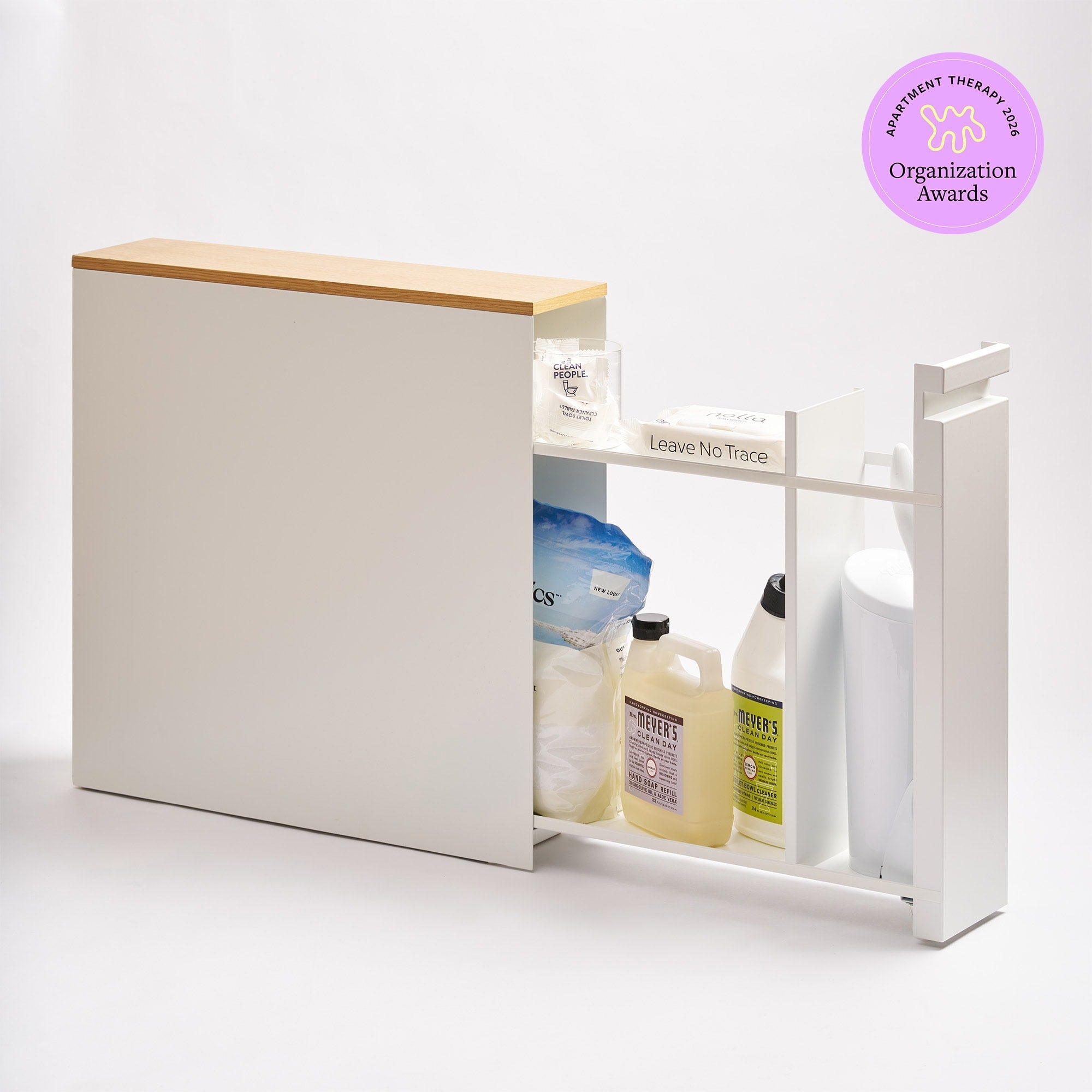 Yamazaki Home Pull-Out Bathroom Storage Cabinet - Steel + Wood