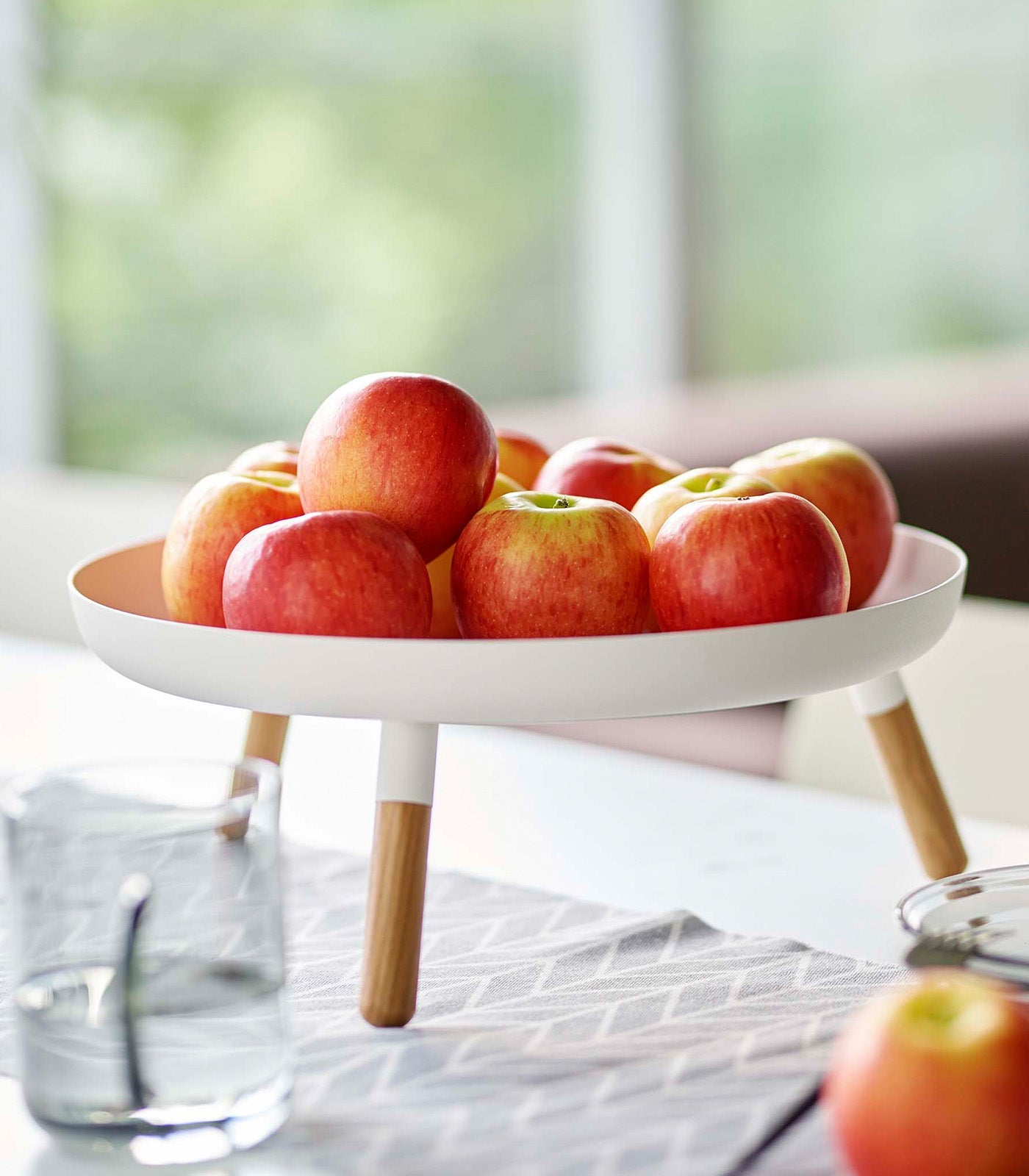 Yamazaki Home Countertop Pedestal Tray (5" H)  - Steel + Wood