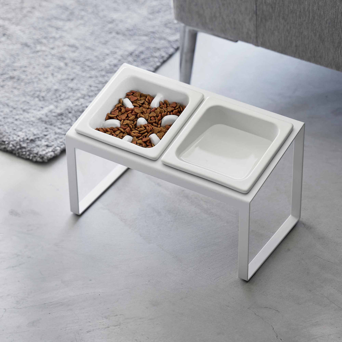 Yamazaki Home Slow Feeder Pet Bowl - Steel + Ceramic