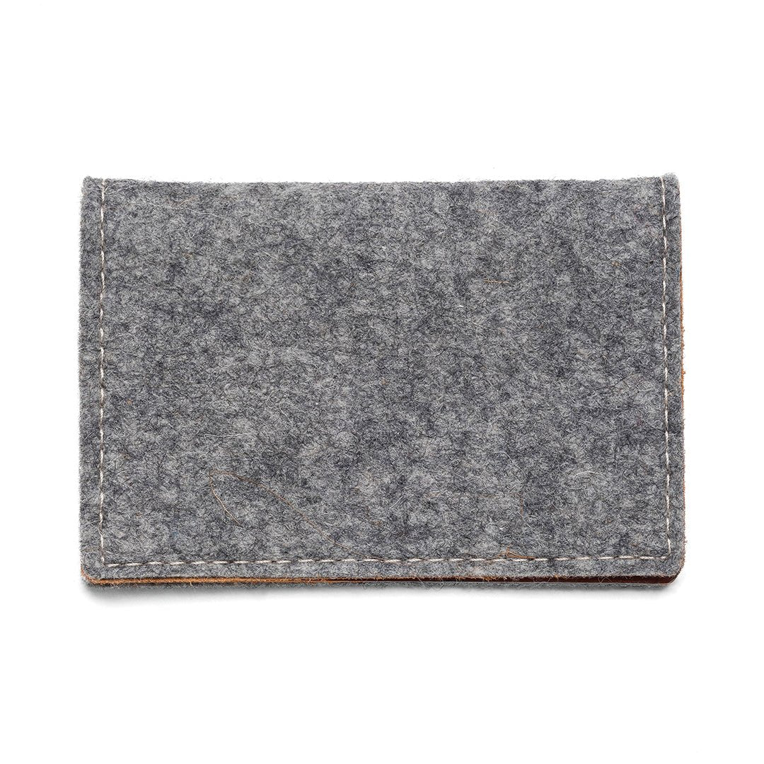 Gray felt cardholder on a white background