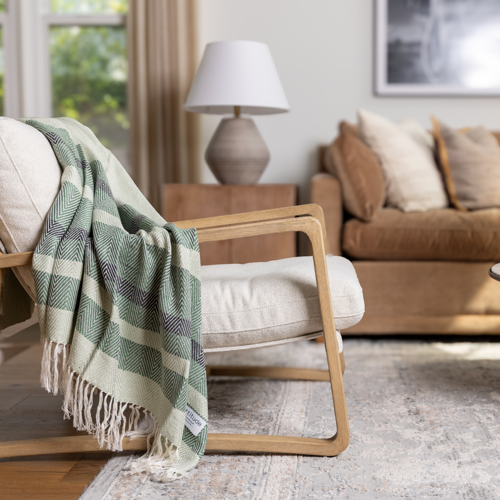 Ettitude Hand Woven Stripe Throw Blanket