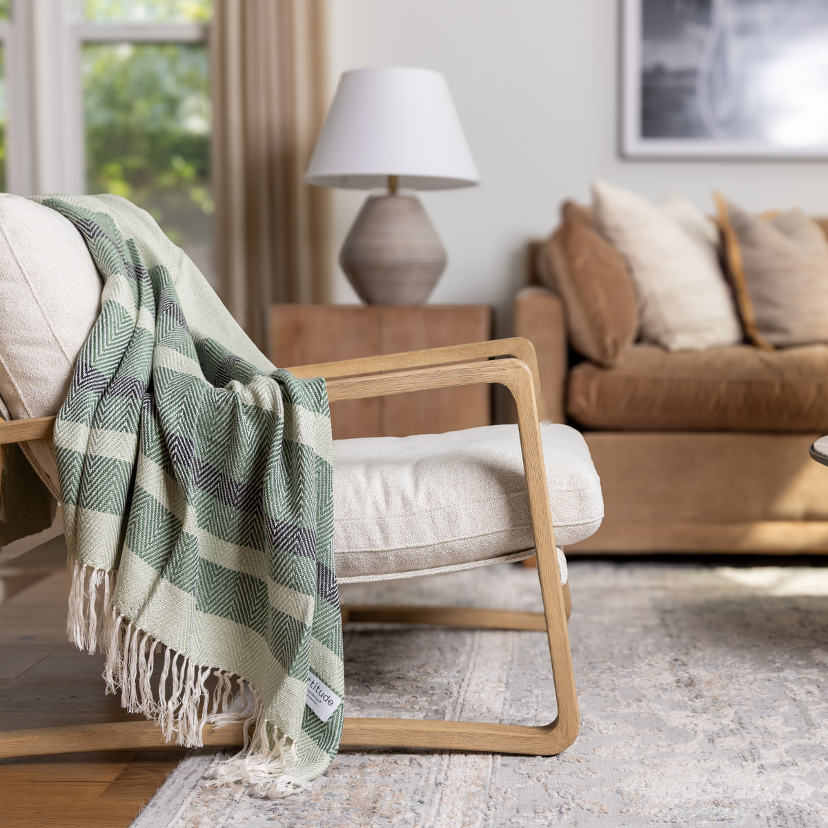 Ettitude Hand Woven Stripe Throw Blanket