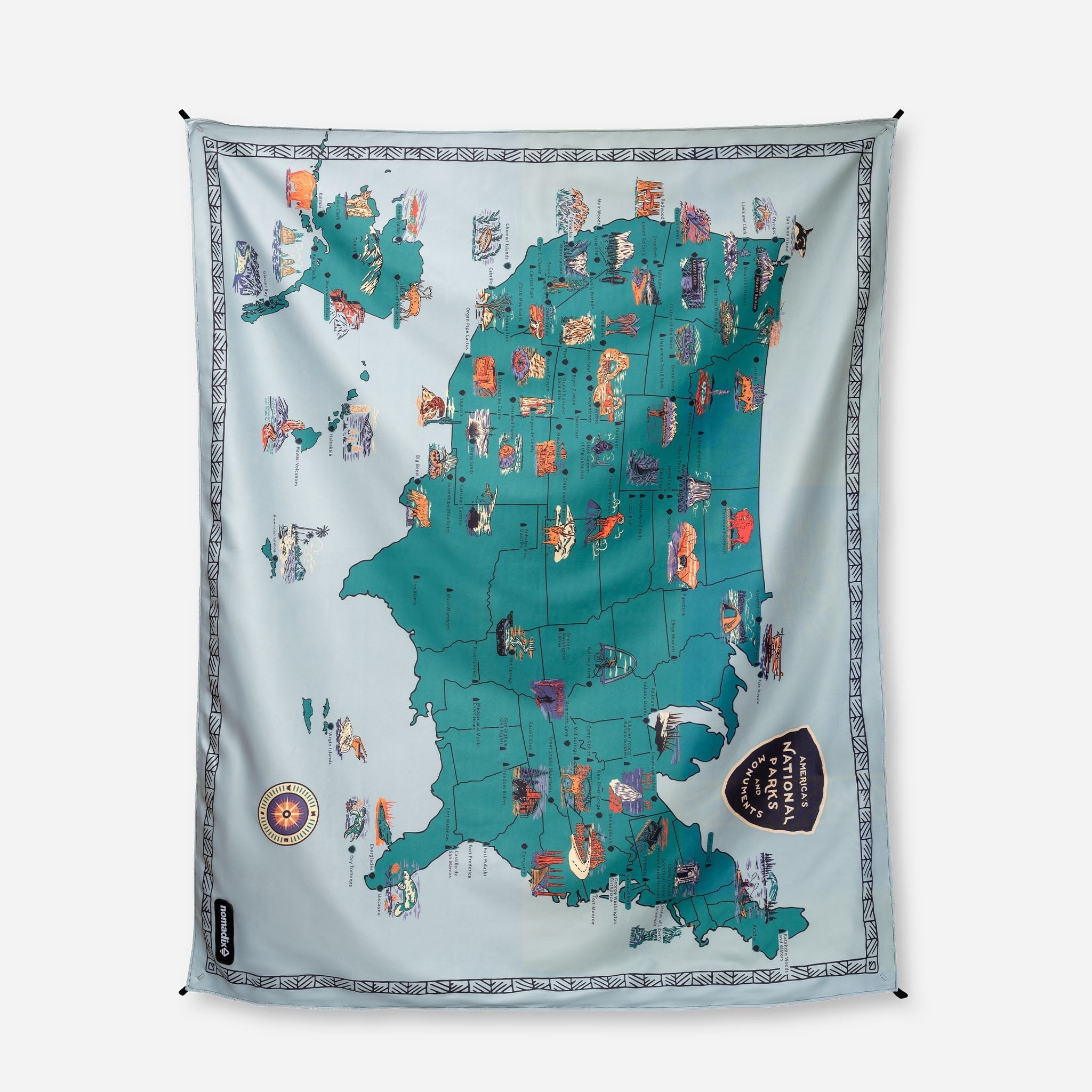 Nomadix Festival Blanket: National Parks and Monuments Map