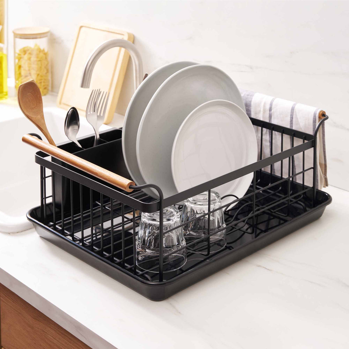Yamazaki Home Dish Rack - Steel + Wood
