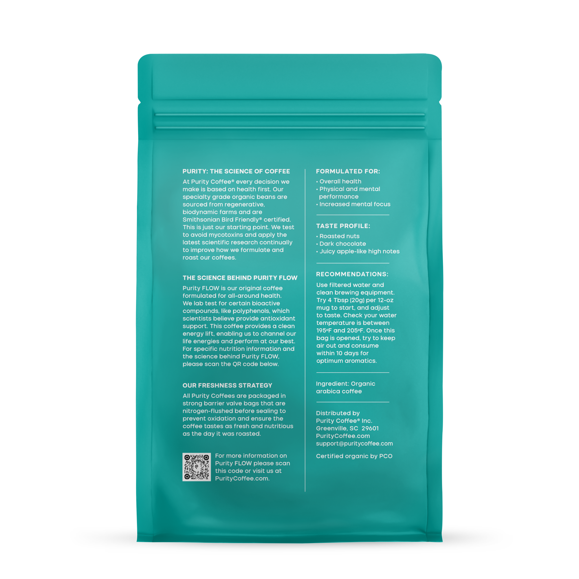 Purity Coffee FLOW: Original Medium Roast Whole Bean Organic Coffee