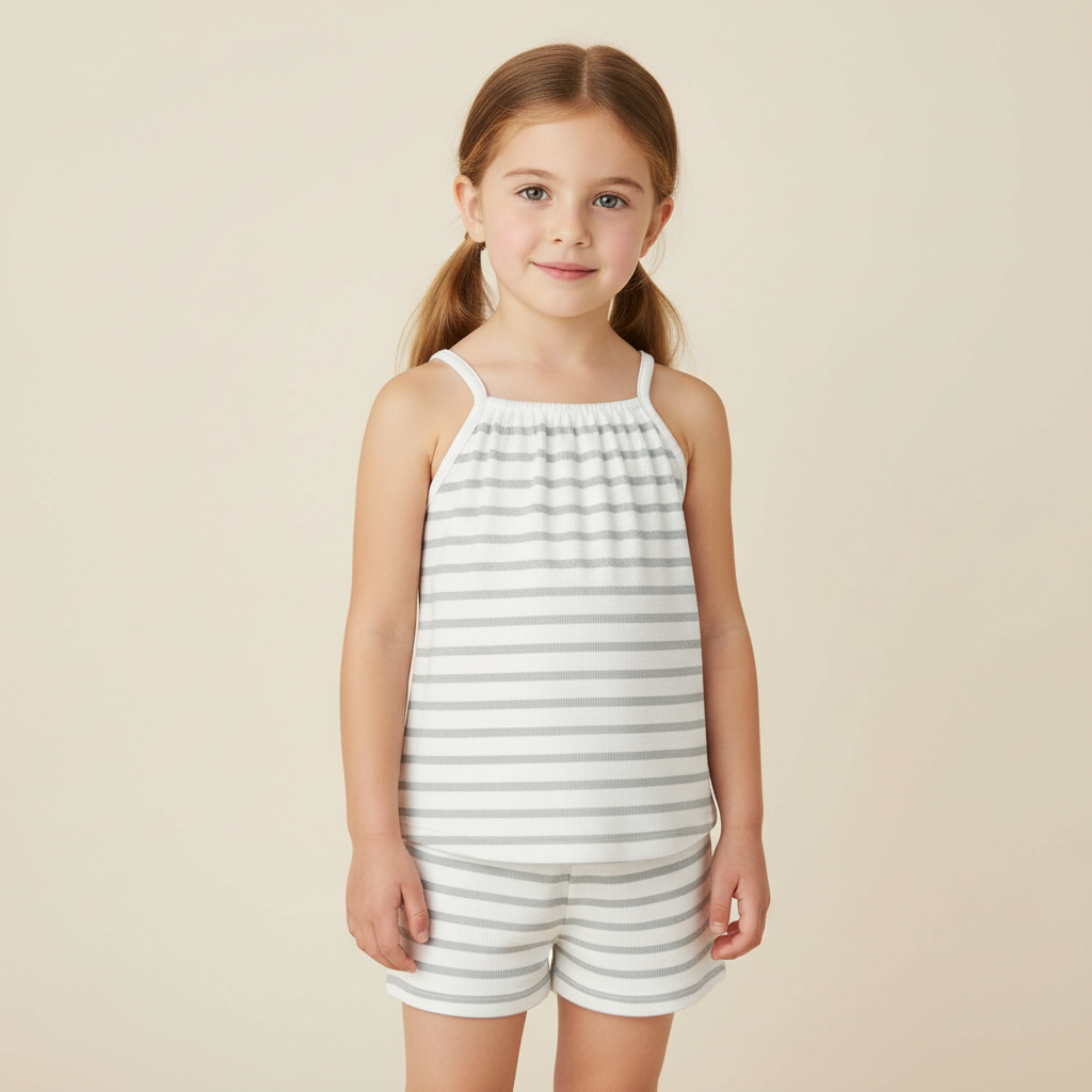 Makemake Organics - Organic Tank Top & Shorts Set - Fog Stripes