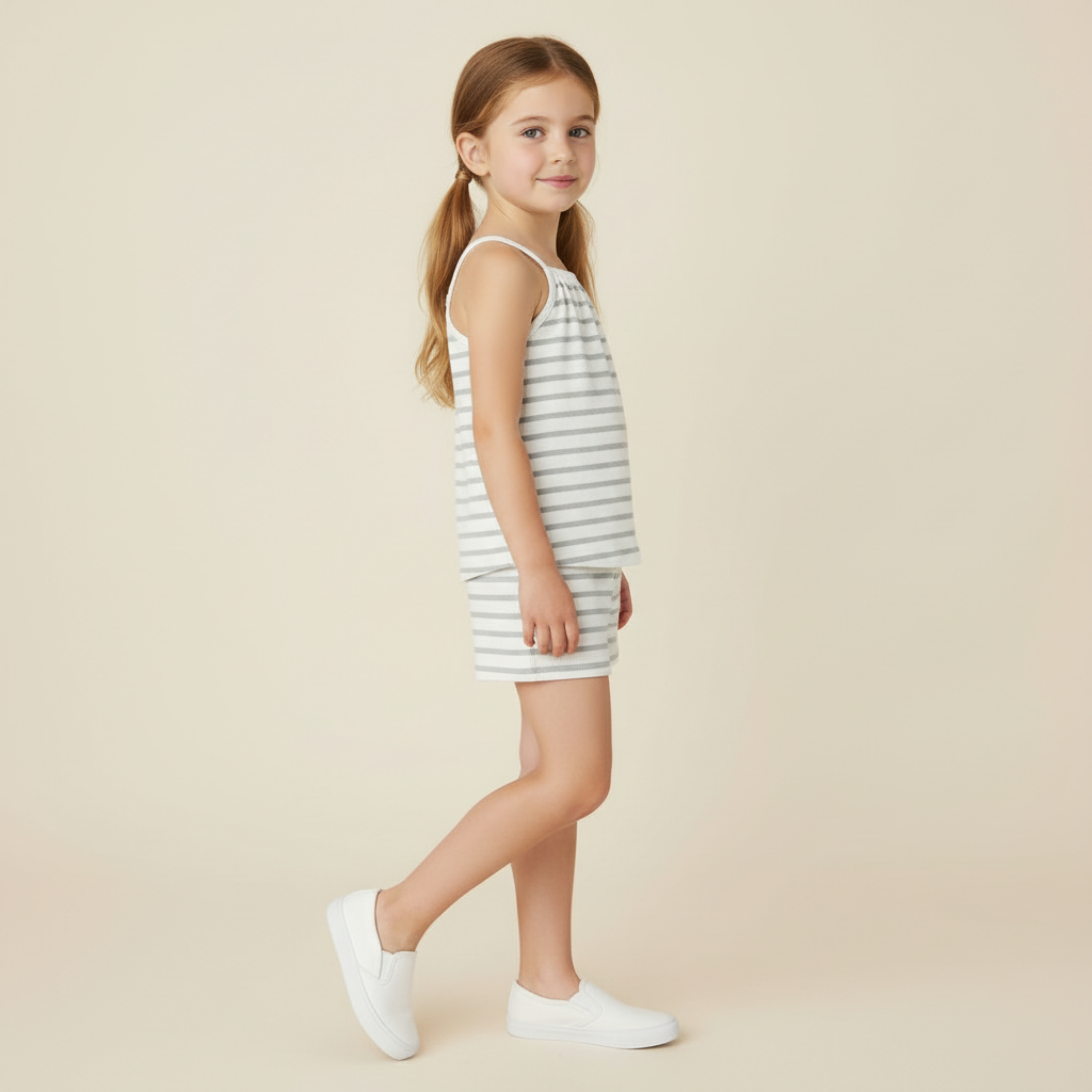 Makemake Organics - Organic Tank Top & Shorts Set - Fog Stripes