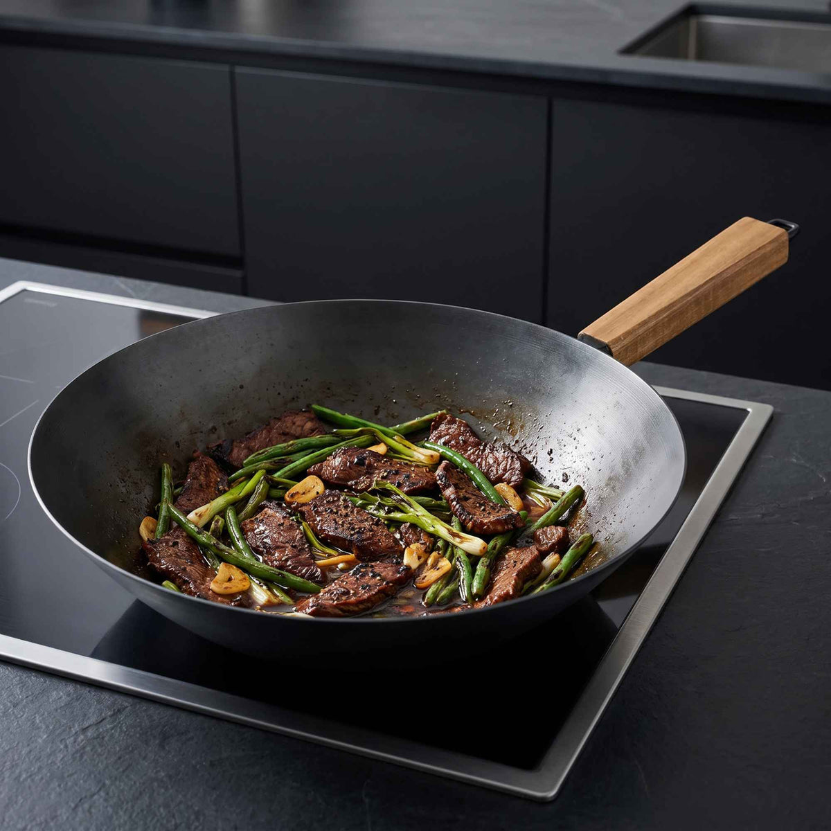 Alva Cookware Carbon Steel Wok, 12"
