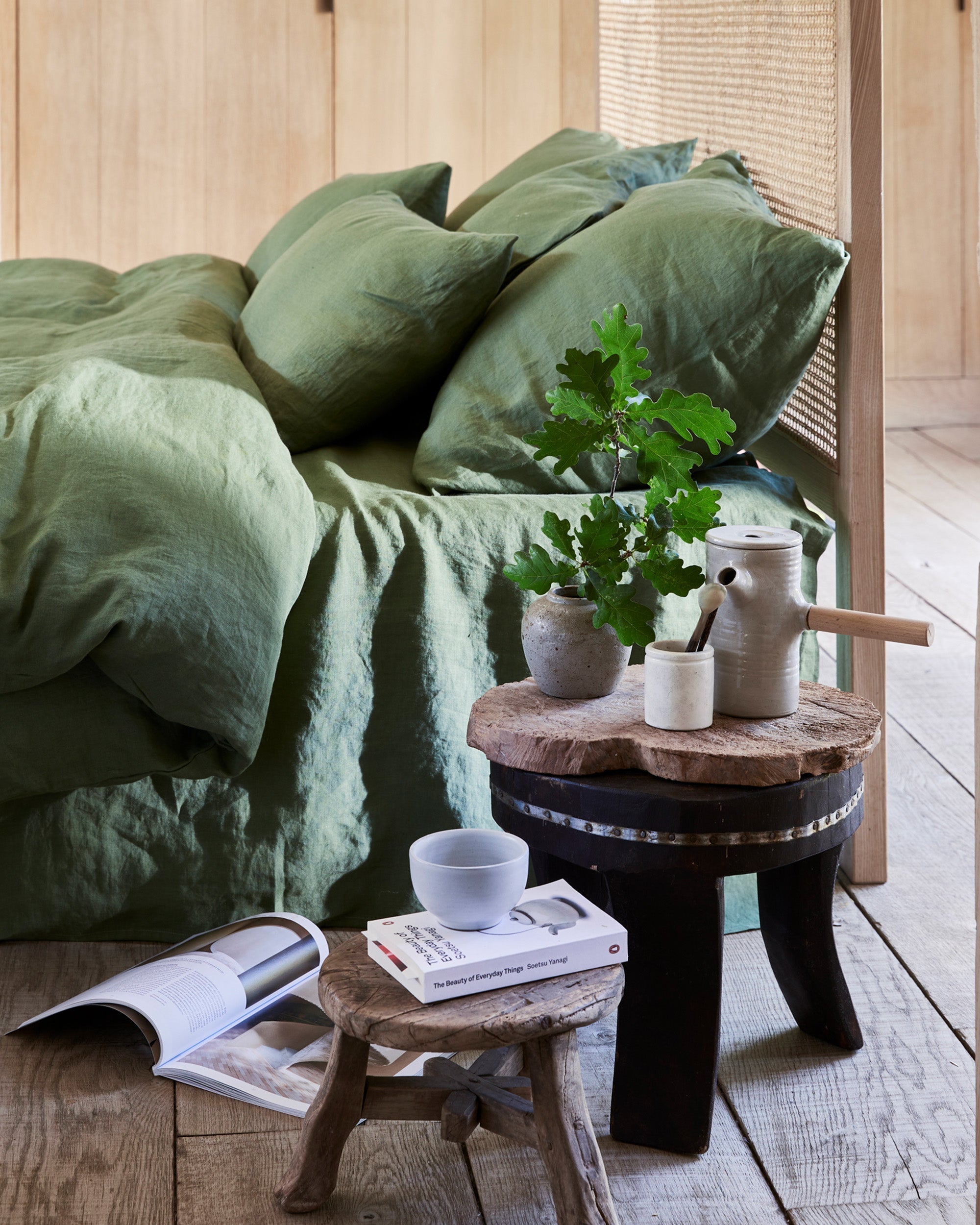 MagicLinen Forest Green Linen Sheet Set (4 Pcs)
