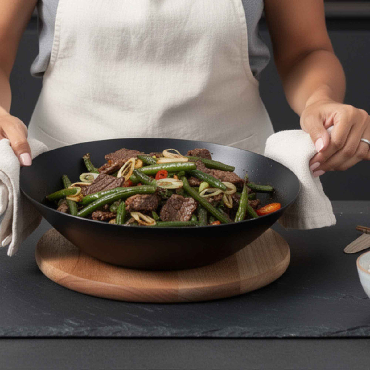 Alva Cookware Carbon Steel Wok, 12"