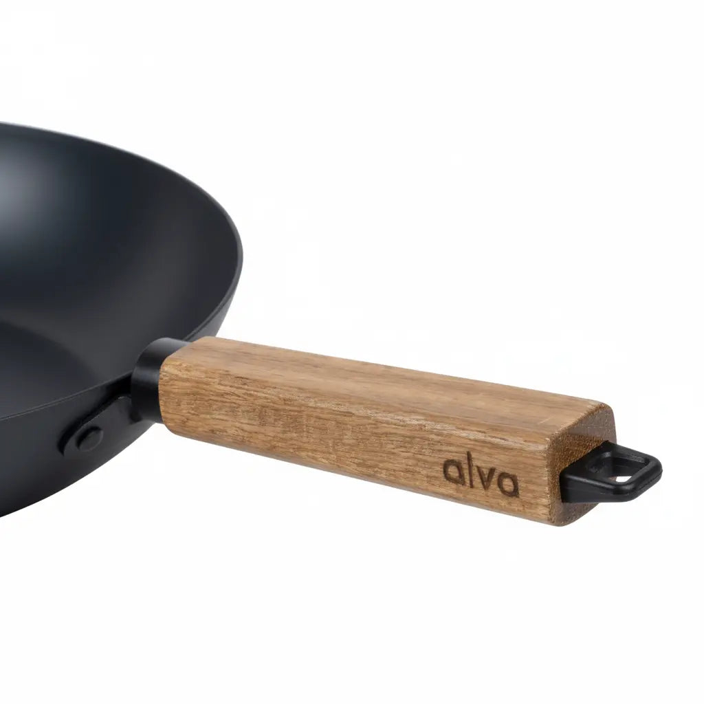 Alva Cookware Carbon Steel Wok, 12"