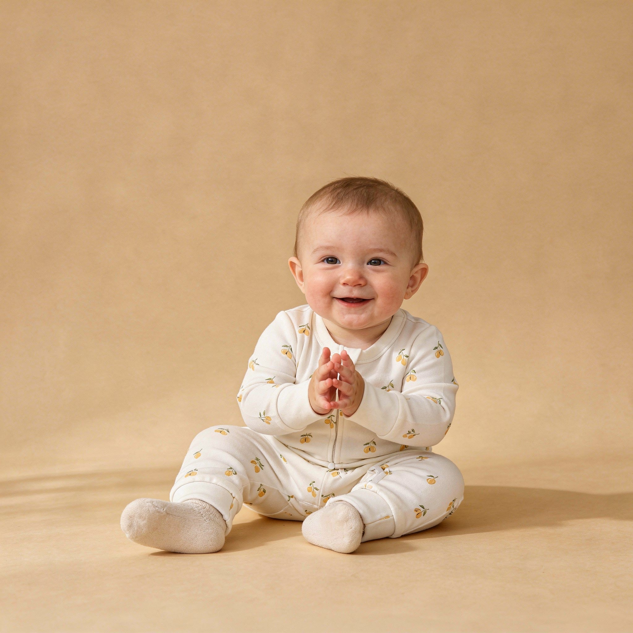 Makemake Organics - Organic 2-Way Zip Romper - Lemons