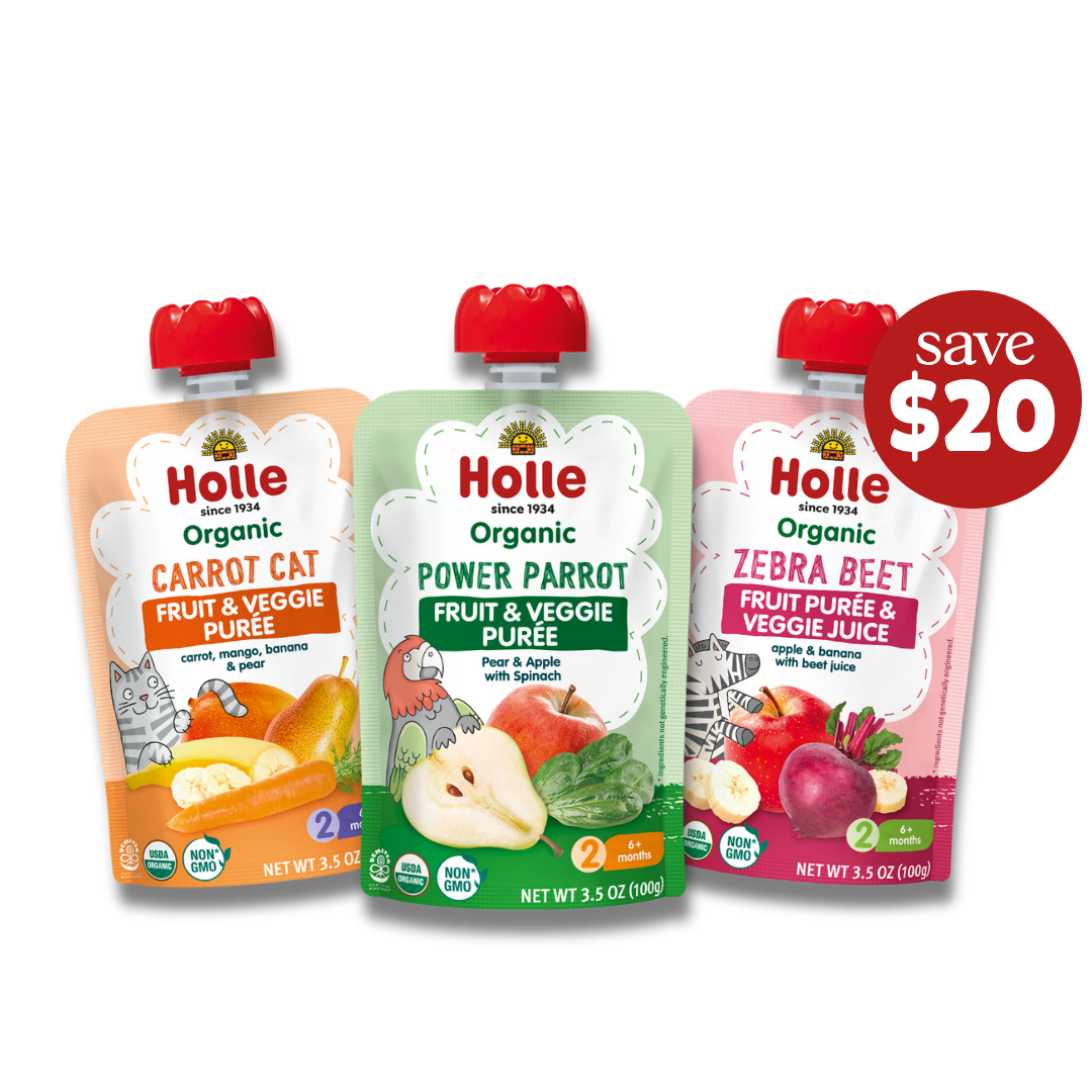 Holle Fruit & Veggie Bundle: Carrot Cat, Power Parrot, Zebra Beet