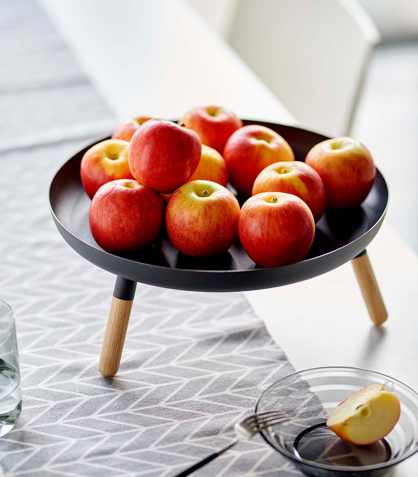 Yamazaki Home Countertop Pedestal Tray (5" H)  - Steel + Wood