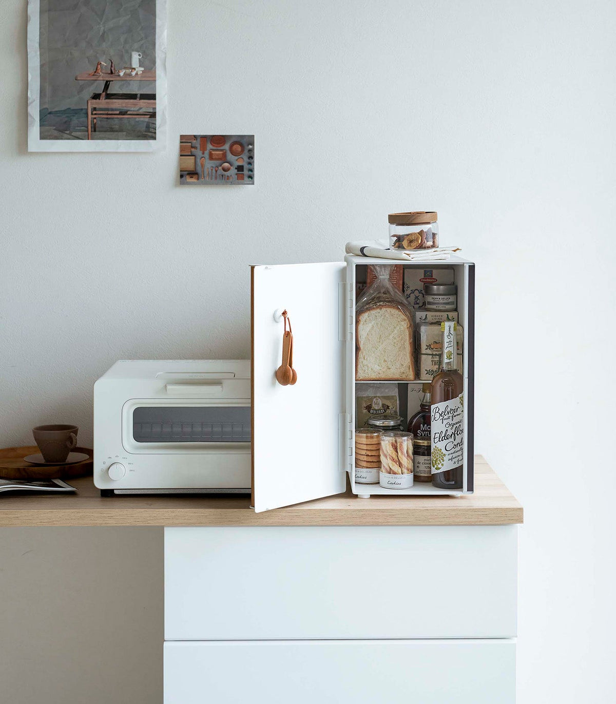 Yamazaki Home Bread Box - Vertical - Steel + Wood