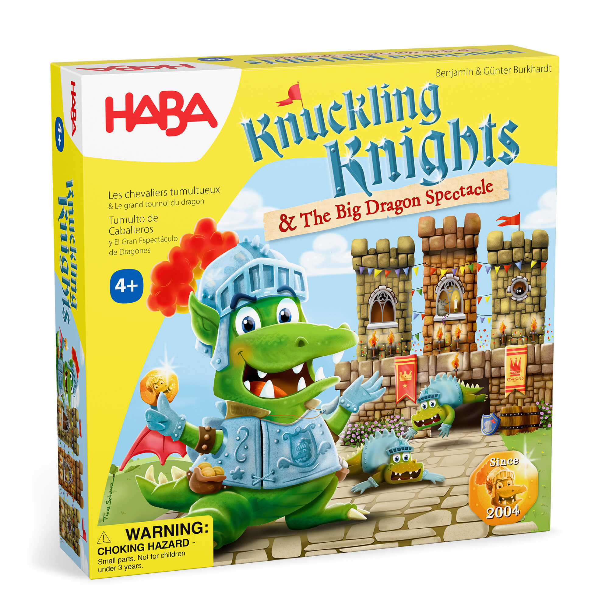 HABA 'Knuckling Knights & The Big Dragon Spectacle' toy box with dragon character on a white background