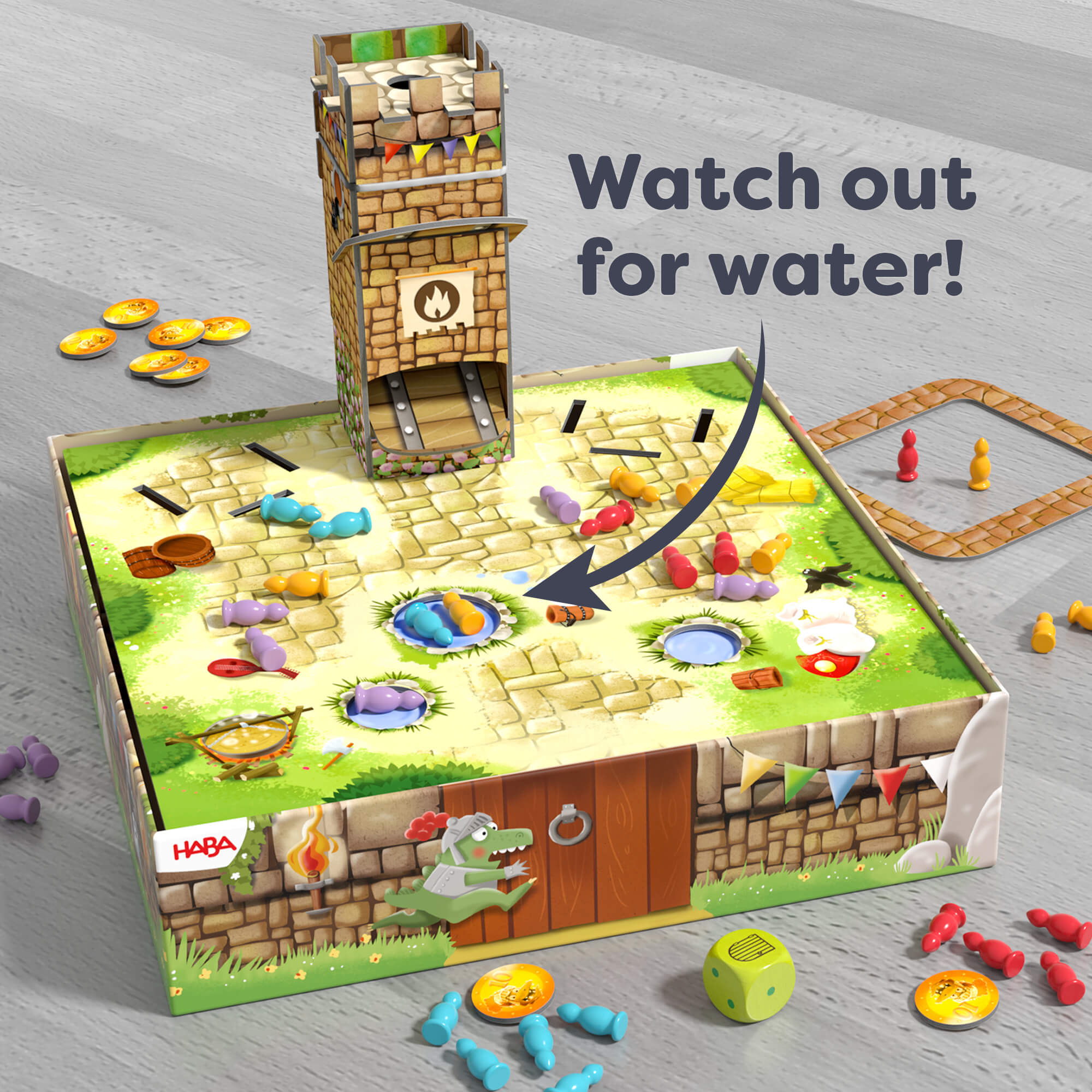 Board game with players and water hazard提示, HABA品牌