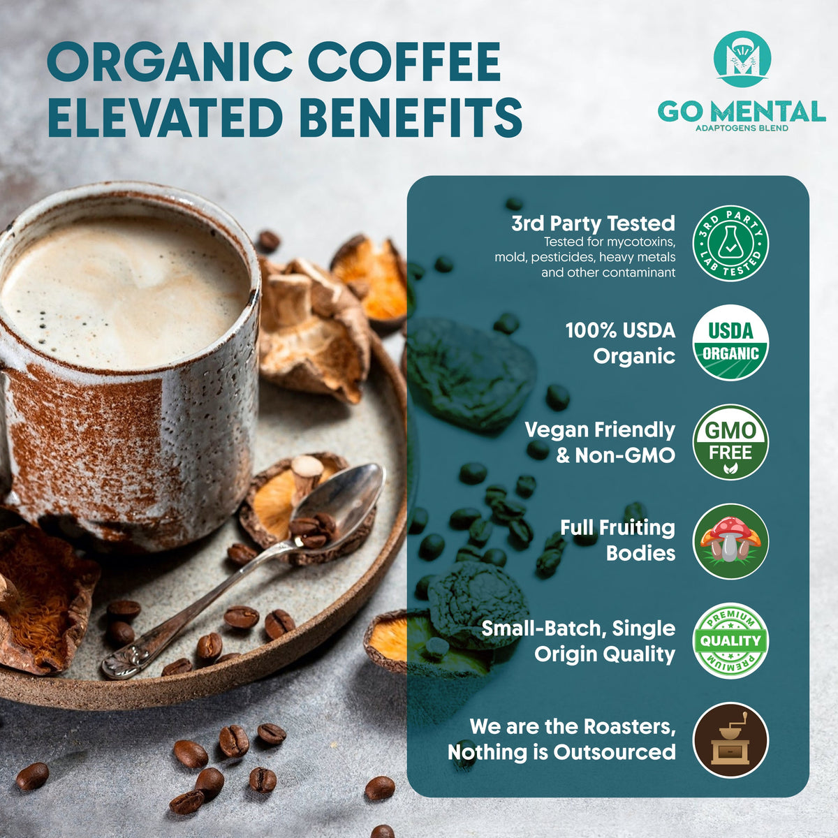 Organic Lion's Mane and Chaga dark roast coffee — product image 2