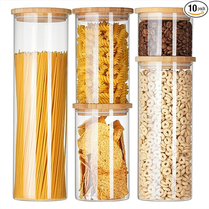 Genicook Glass Canister Set & Bamboo Lid